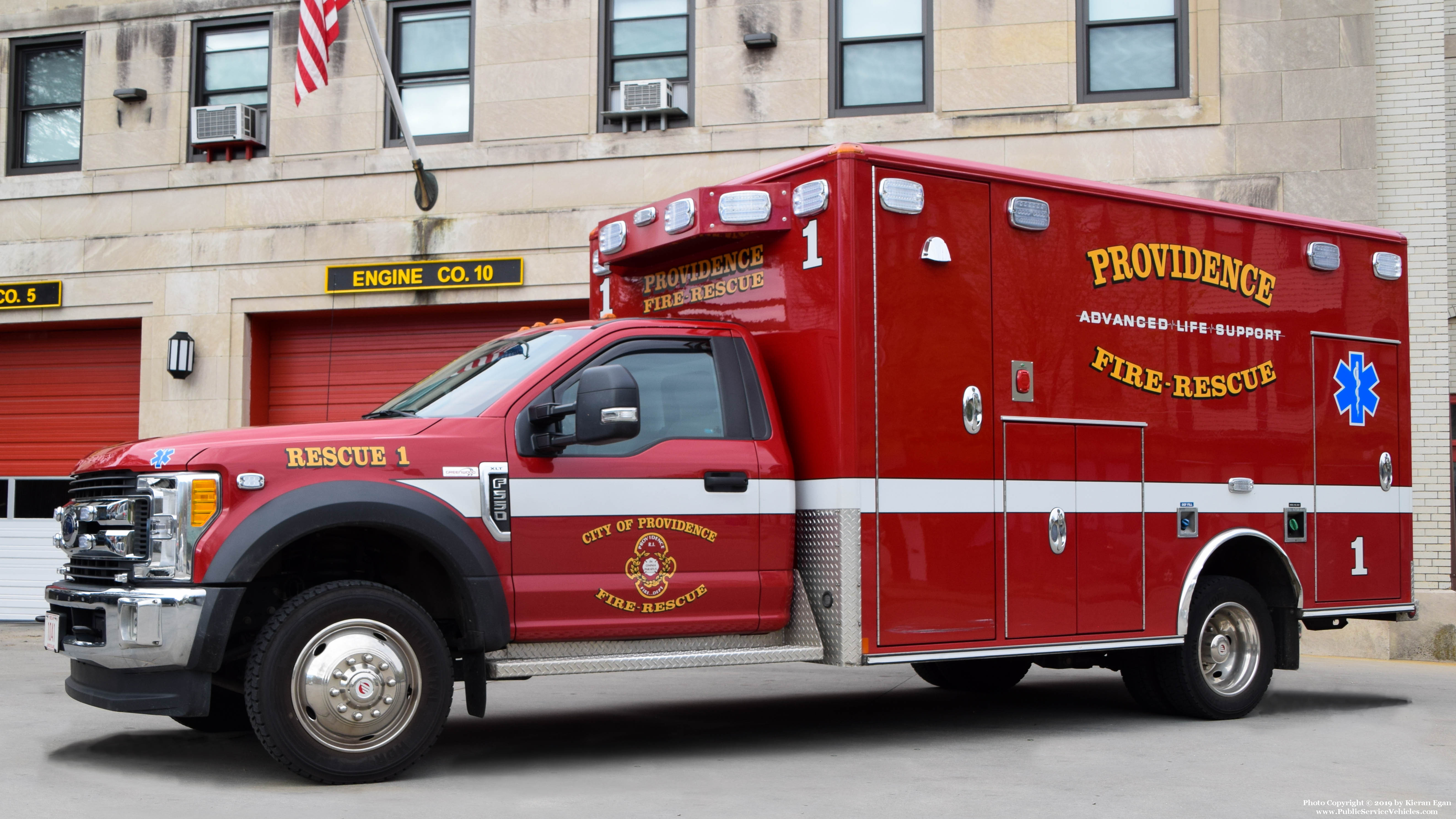 A photo  of Providence Fire
            Rescue 1, a 2017 Ford F-540/Wheeled Coach             taken by Kieran Egan