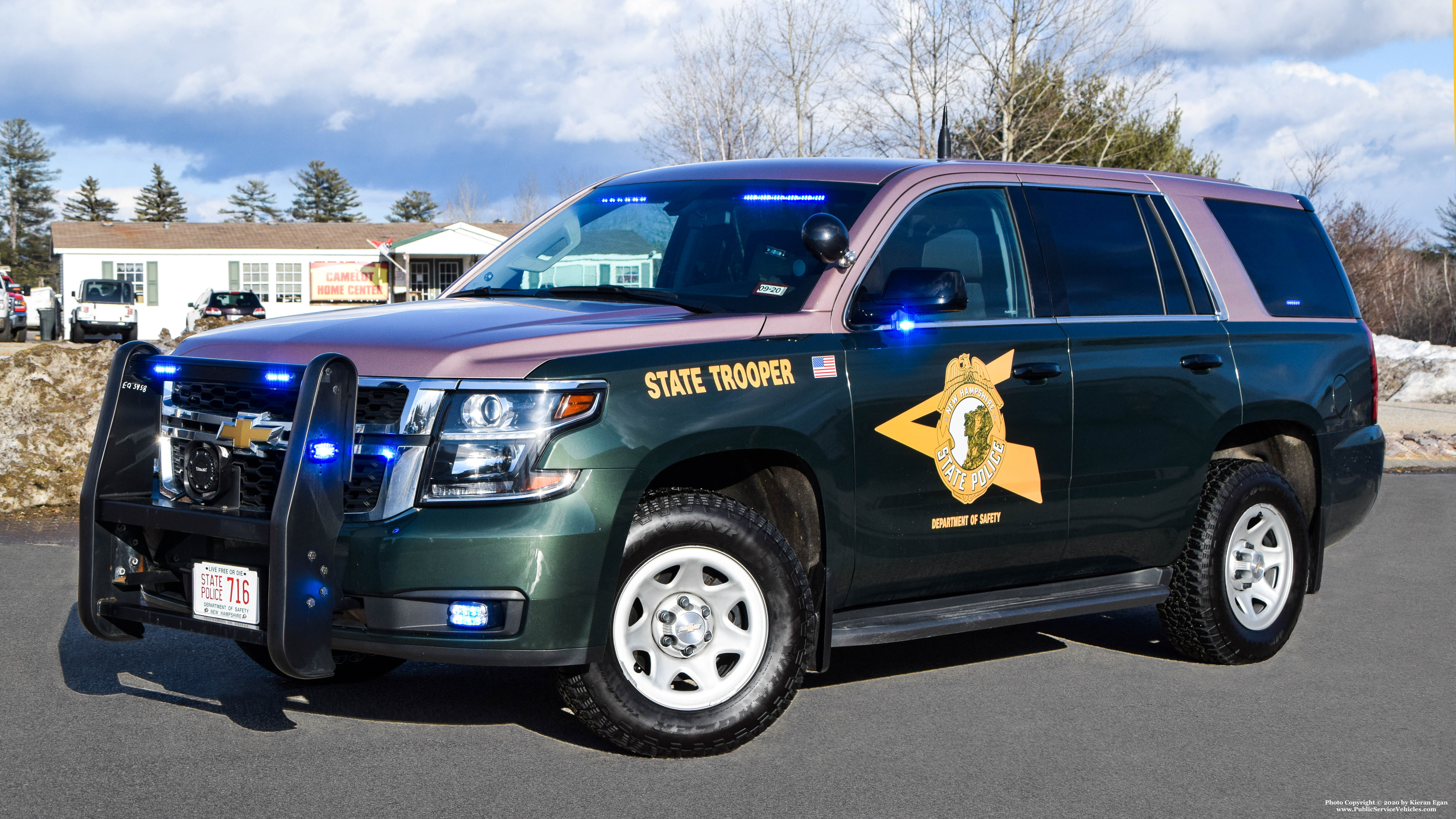 A photo  of New Hampshire State Police
            Cruiser 716, a 2019 Chevrolet Tahoe             taken by Kieran Egan
