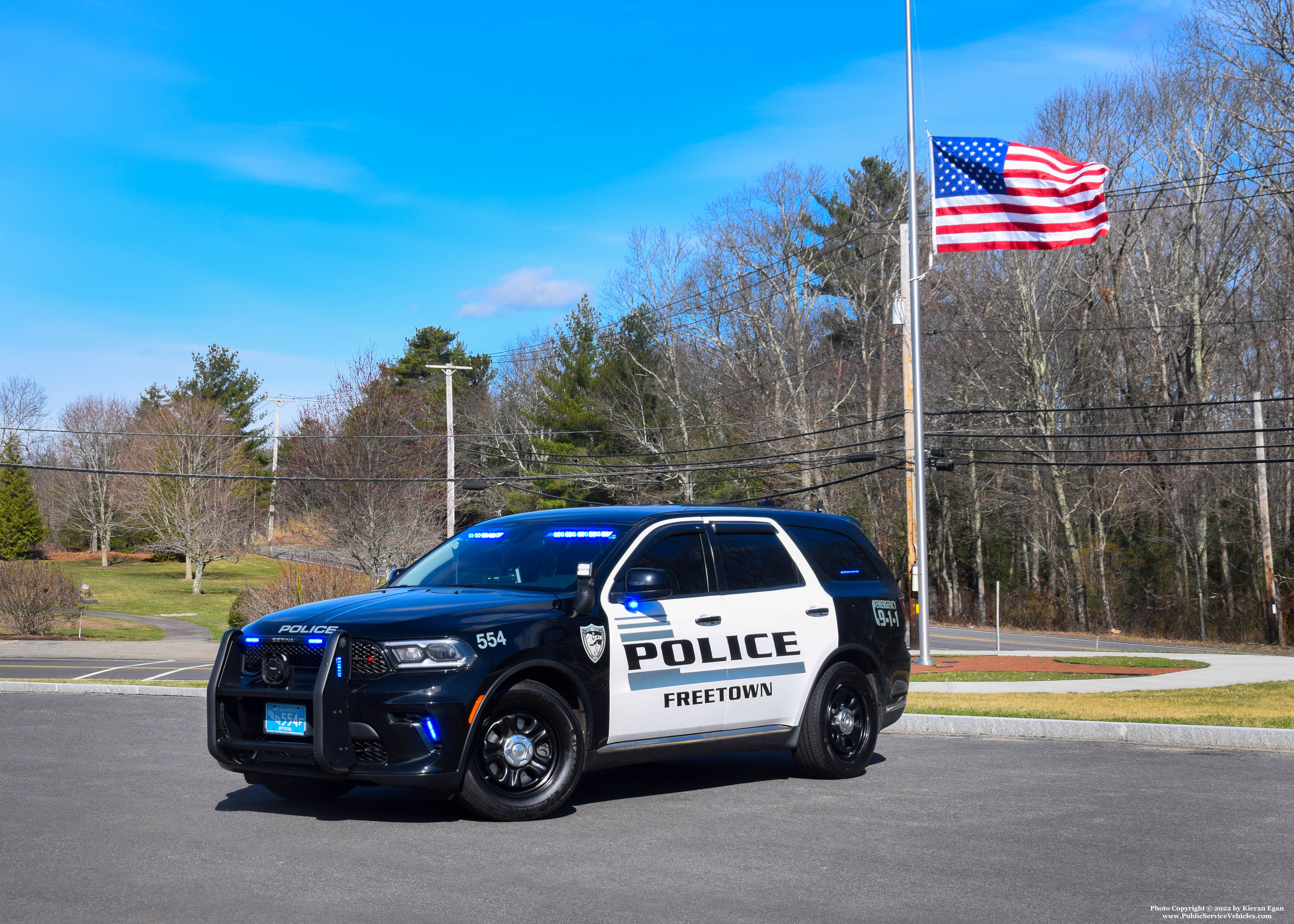 A photo  of Freetown Police
            Cruiser 554, a 2021 Dodge Durango             taken by Kieran Egan