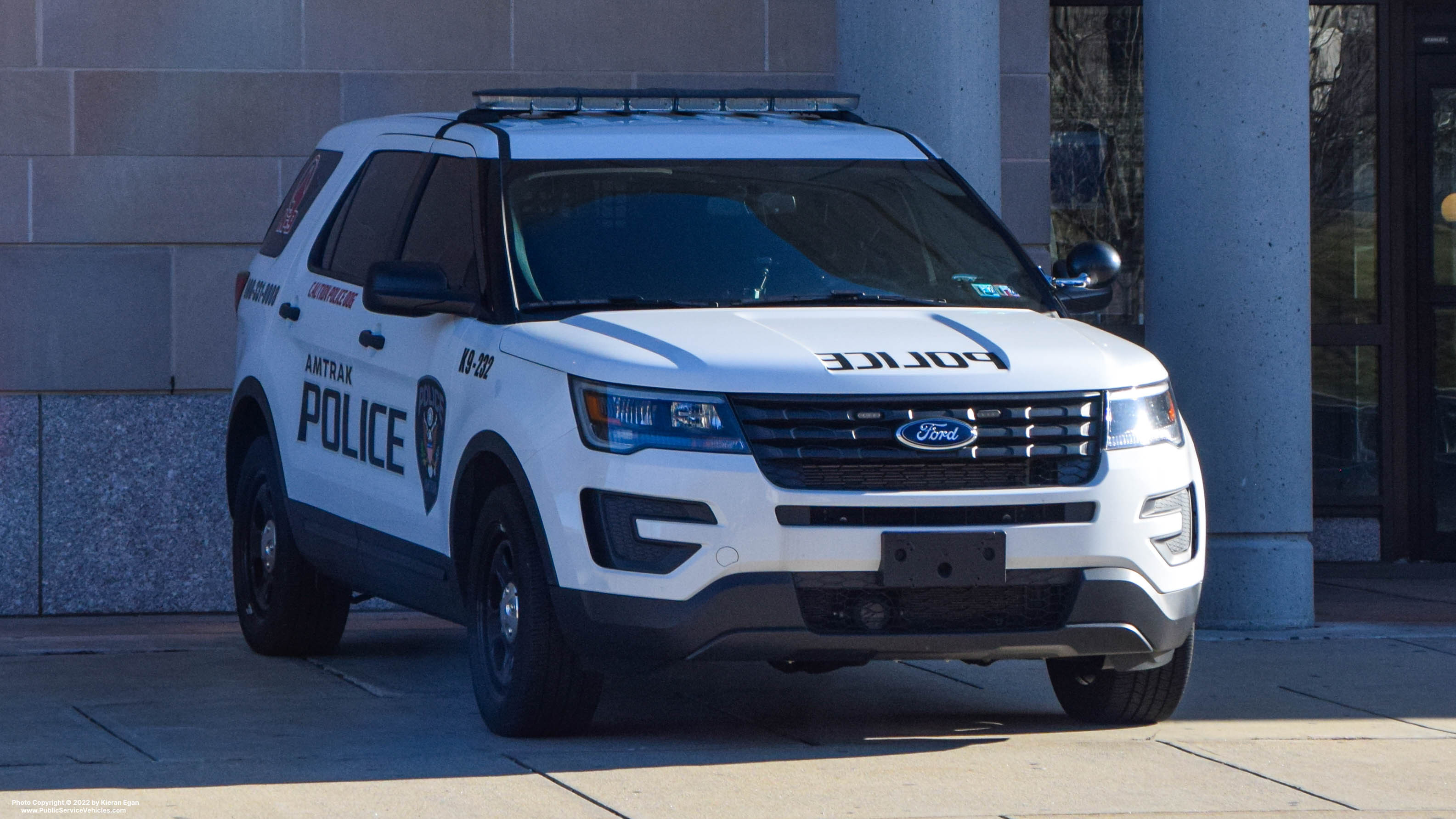 A photo  of Amtrak Police
            Cruiser 232, a 2016-2019 Ford Police Interceptor Utility             taken by Kieran Egan