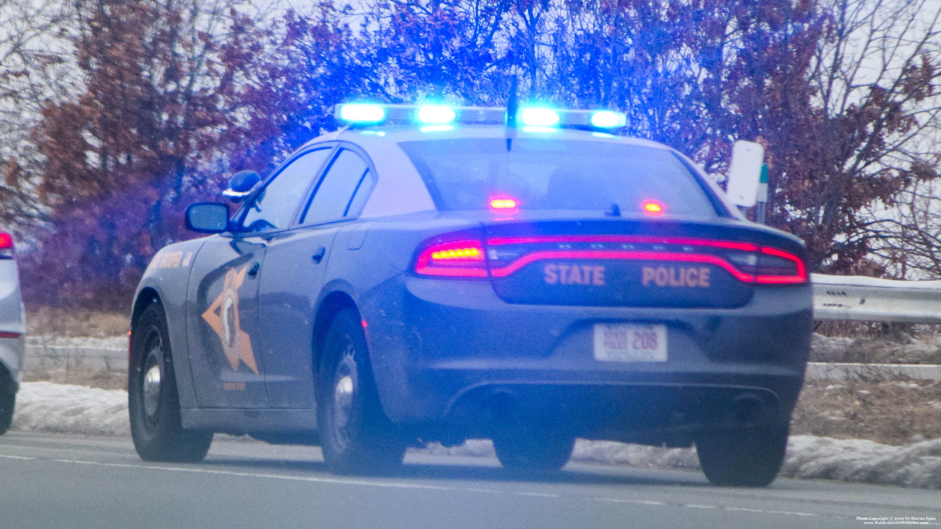 A photo  of New Hampshire State Police
            Cruiser 208, a 2015-2019 Dodge Charger             taken by Kieran Egan