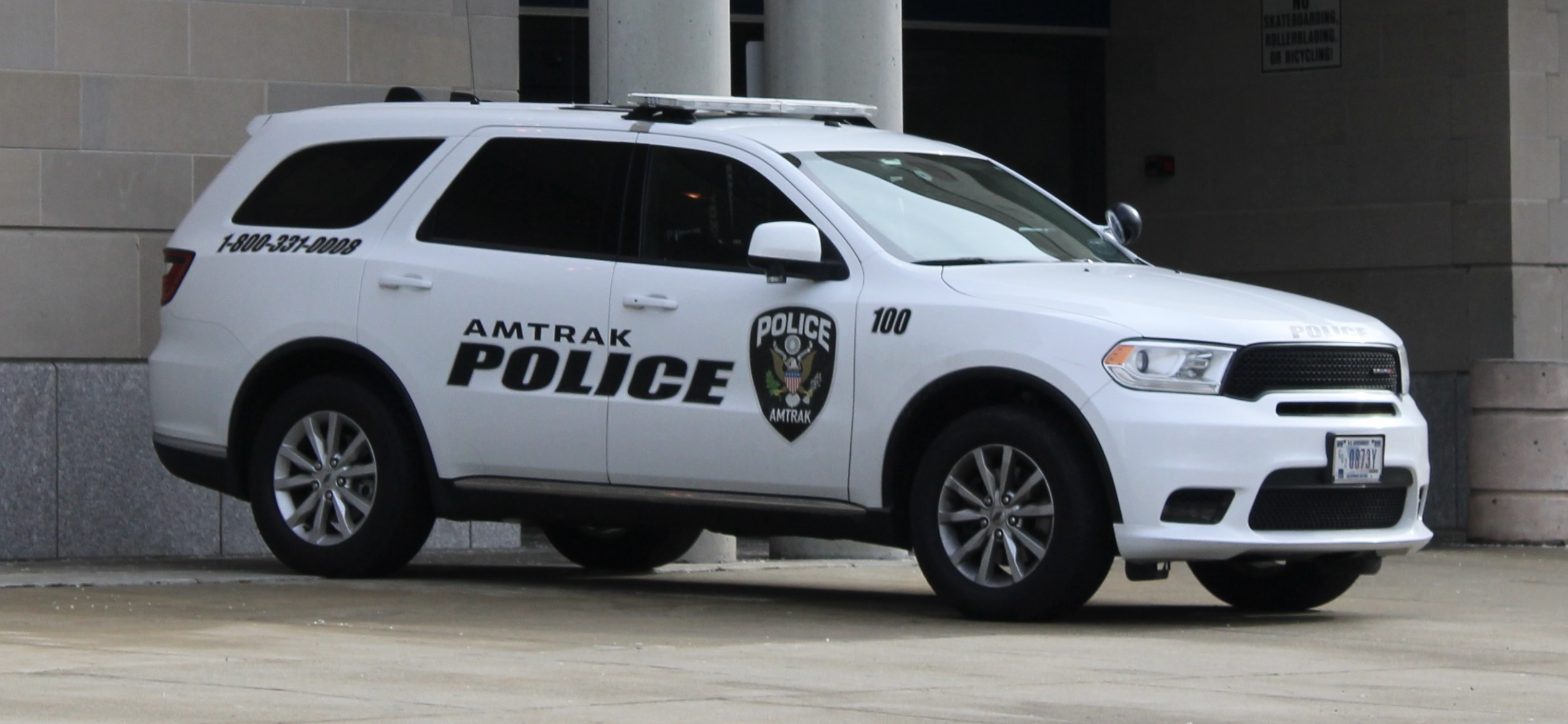 A photo  of Amtrak Police
            Cruiser 100, a 2019 Dodge Durango             taken by @riemergencyvehicles