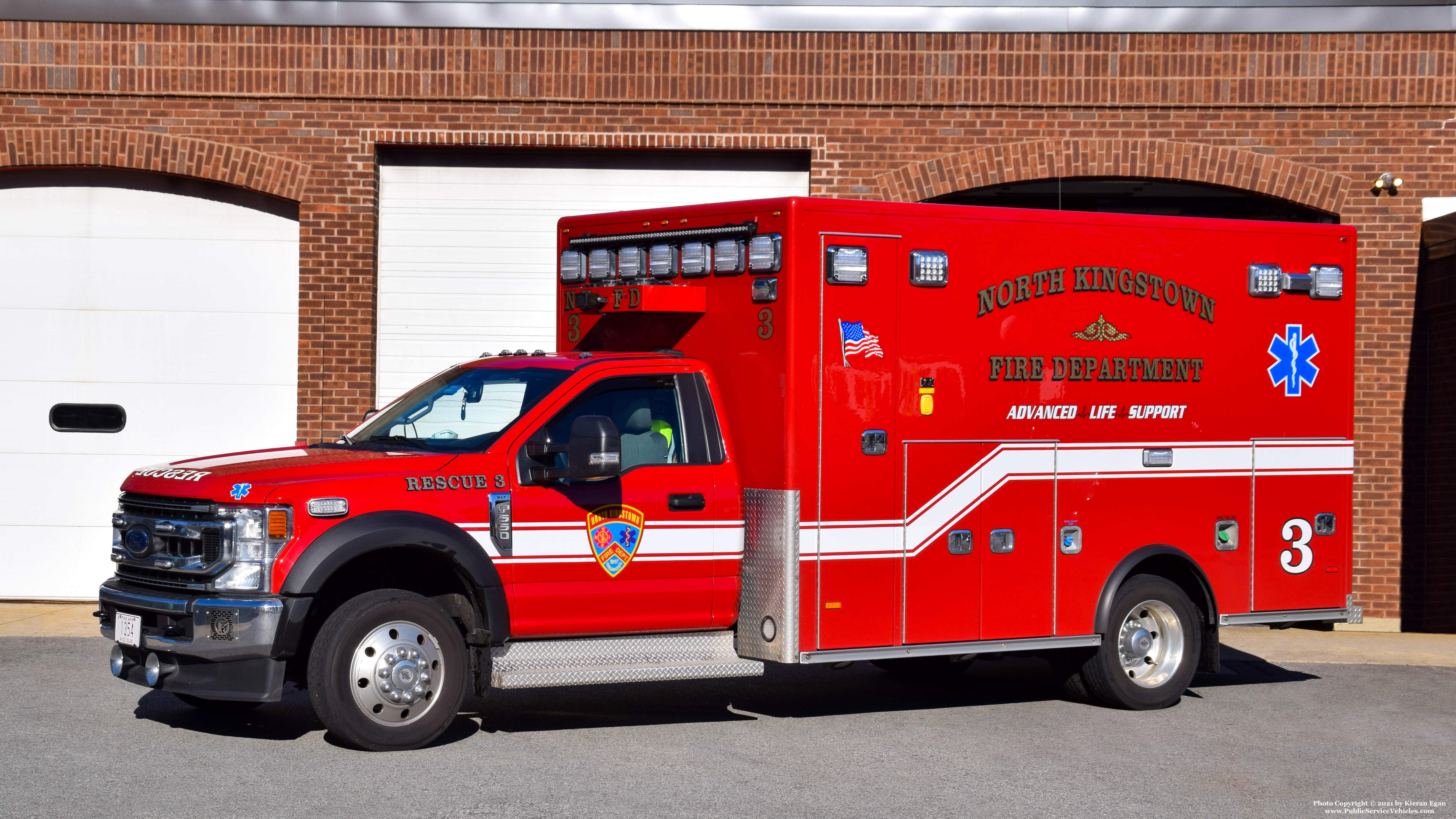 A photo  of North Kingstown Fire
            Rescue 3, a 2021 Ford F-550 XLT/PL Custom             taken by Kieran Egan