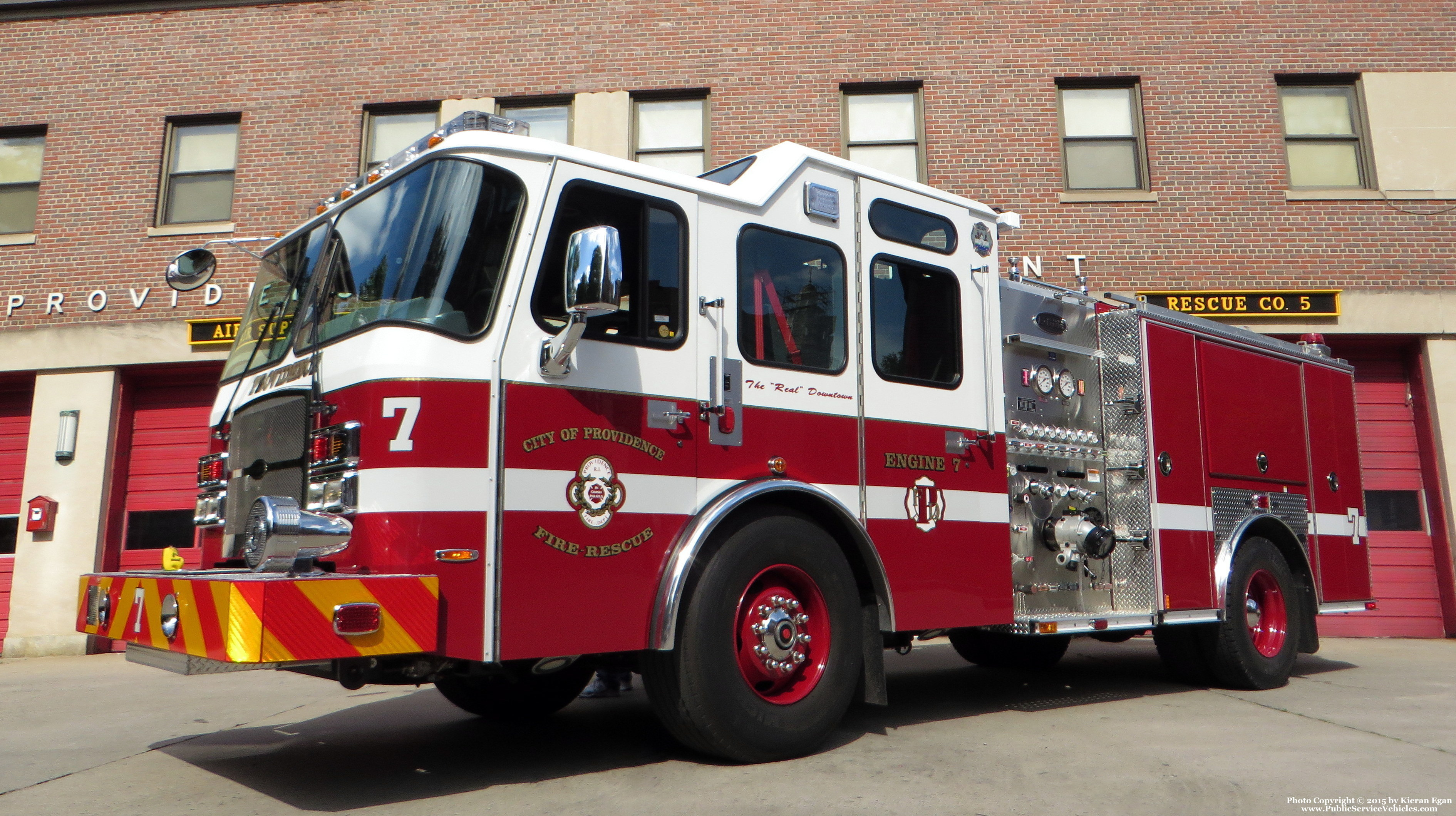 A photo  of Providence Fire
            Engine 7, a 2015 E-One Typhoon             taken by Kieran Egan