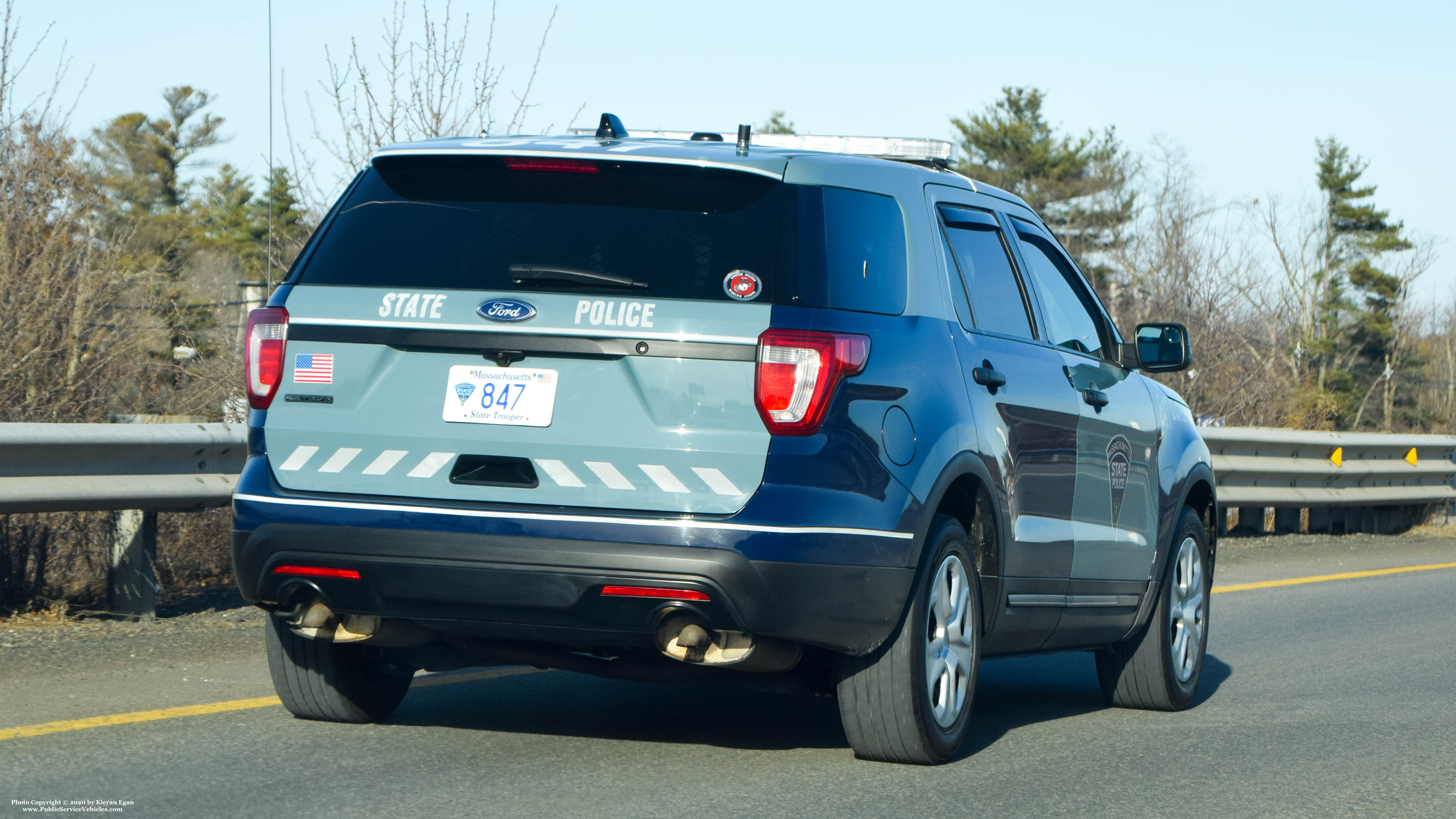 A photo  of Massachusetts State Police
            Cruiser 847, a 2016-2019 Ford Police Interceptor Utility             taken by Kieran Egan