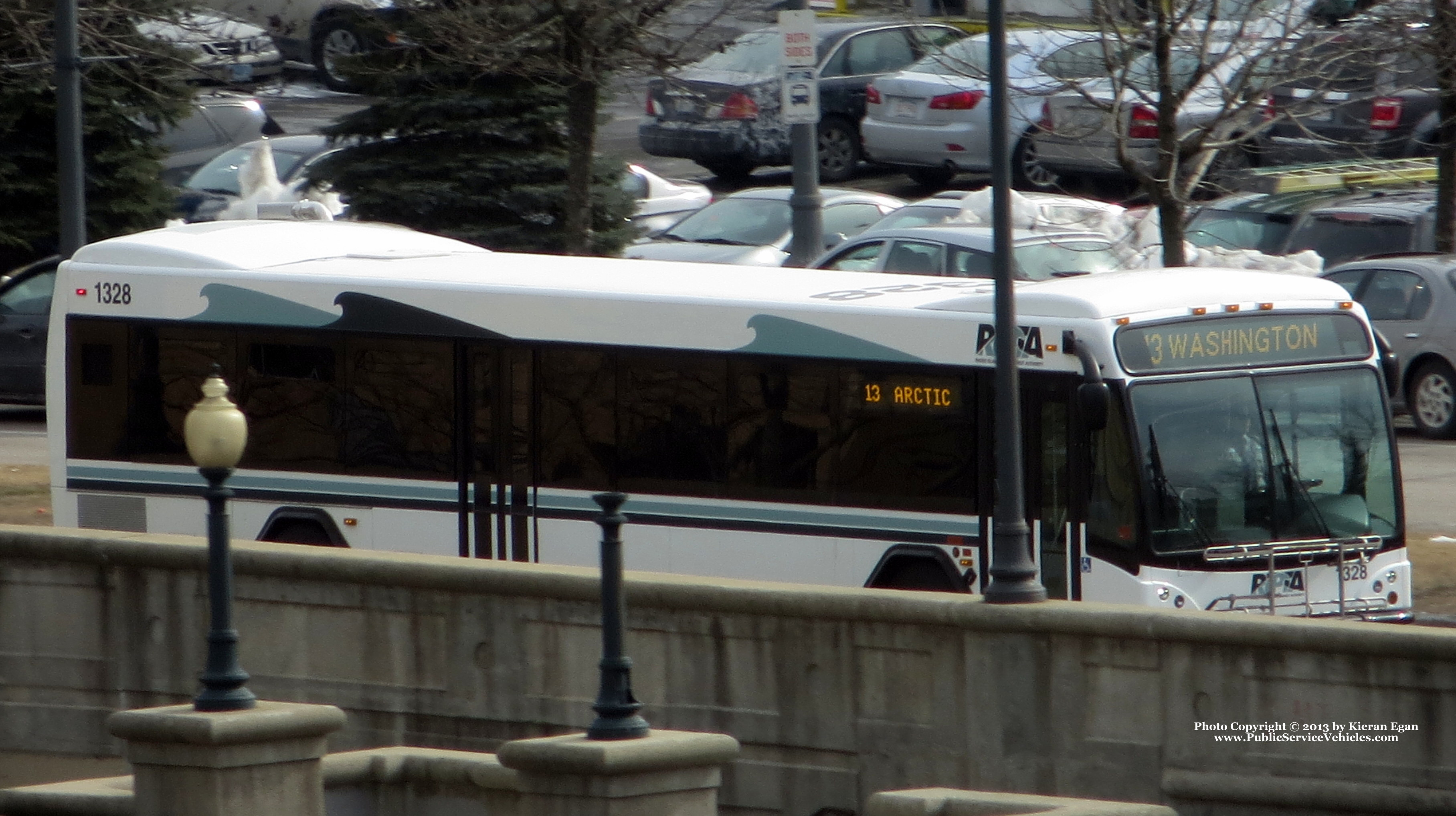 A photo  of Rhode Island Public Transit Authority
            Bus 1328, a 2013 Gillig BRT             taken by Kieran Egan
