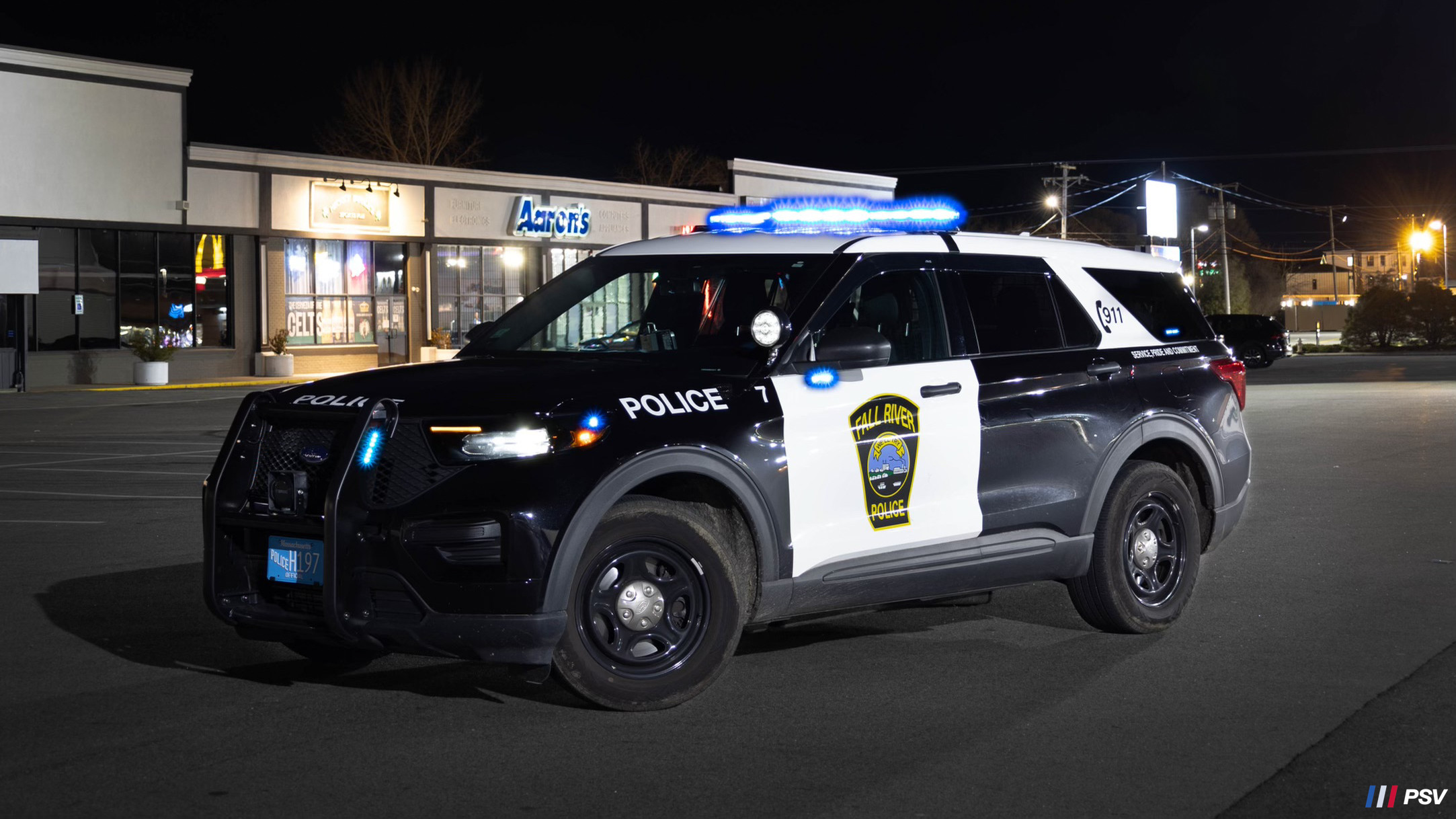 A photo  of Fall River Police
            Car 7, a 2021 Ford Police Interceptor Utility 3.3 Flex Fuel             taken by Kieran Egan