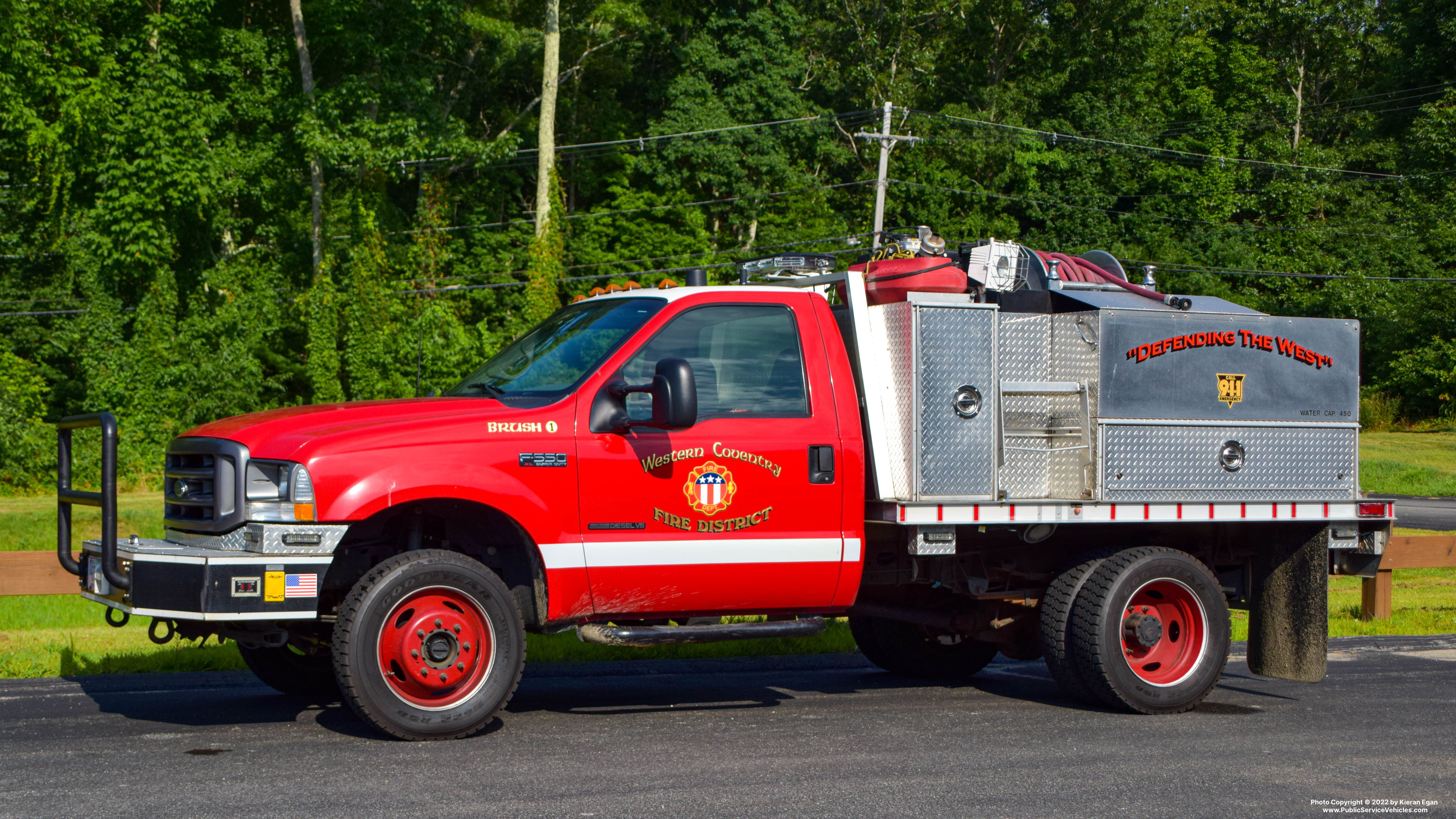 A photo  of Western Coventry Fire District
            Brush 1, a 2002 Ford F-550             taken by Kieran Egan