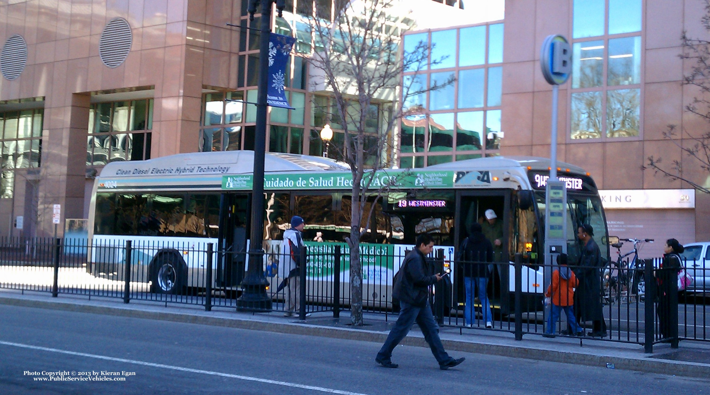 A photo  of Rhode Island Public Transit Authority
            Bus 1024, a 2010 Gillig BRT HEV             taken by Kieran Egan