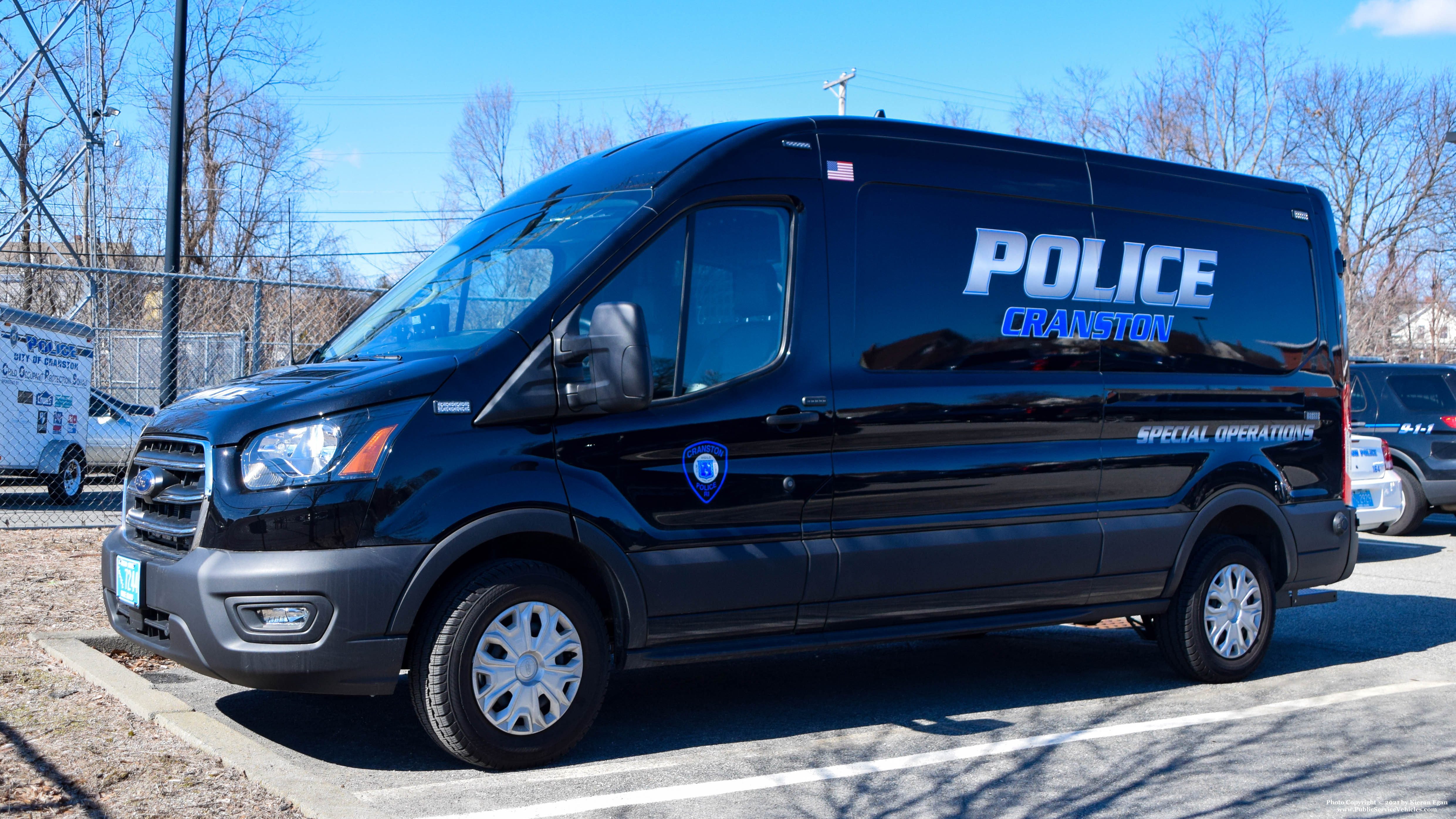 A photo  of Cranston Police
            Special Operations Unit, a 2020 Ford Transit             taken by Kieran Egan