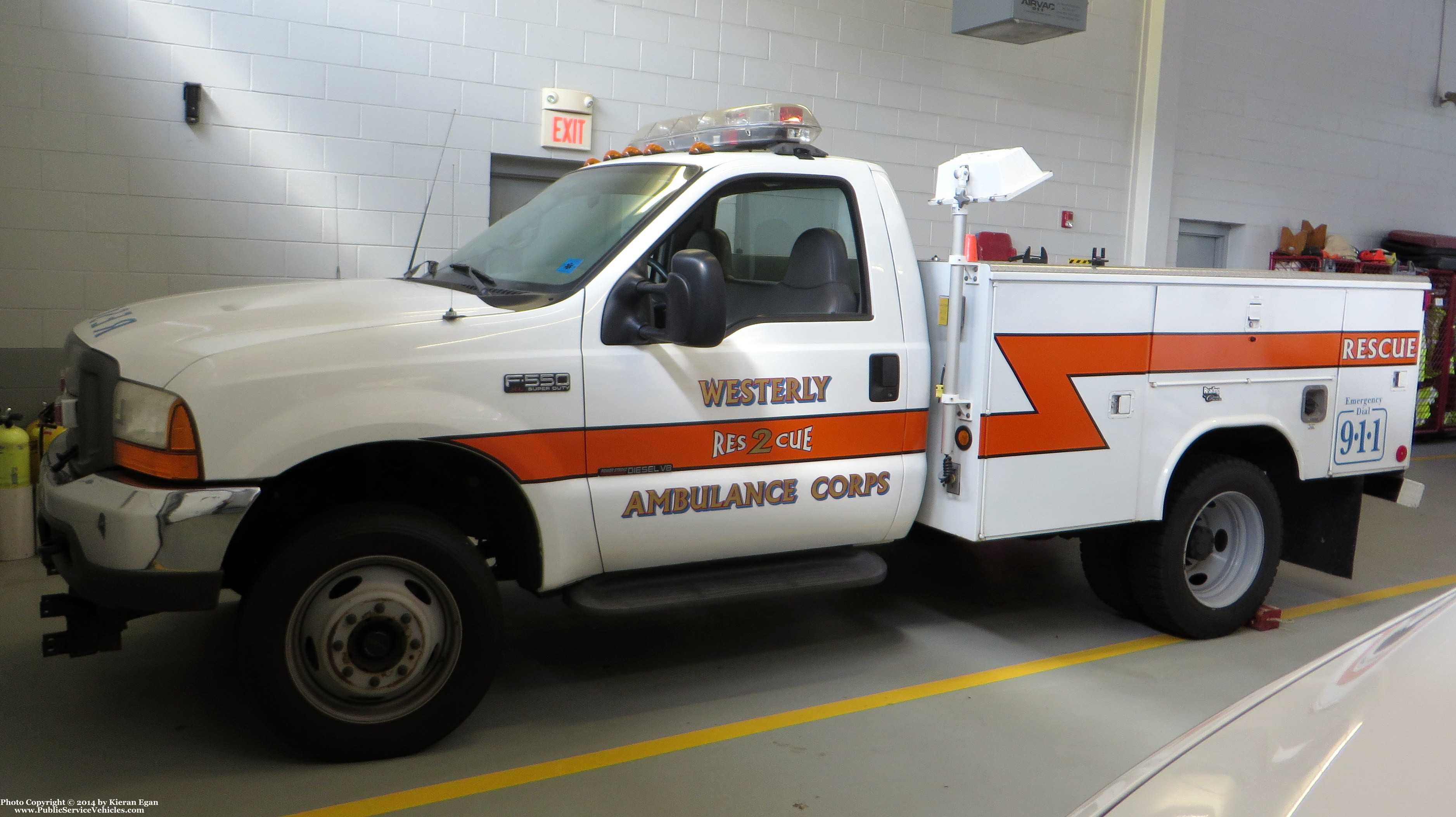 A photo  of Westerly Ambulance Corps
            Rescue 2, a 2000 Ford F-550             taken by Kieran Egan