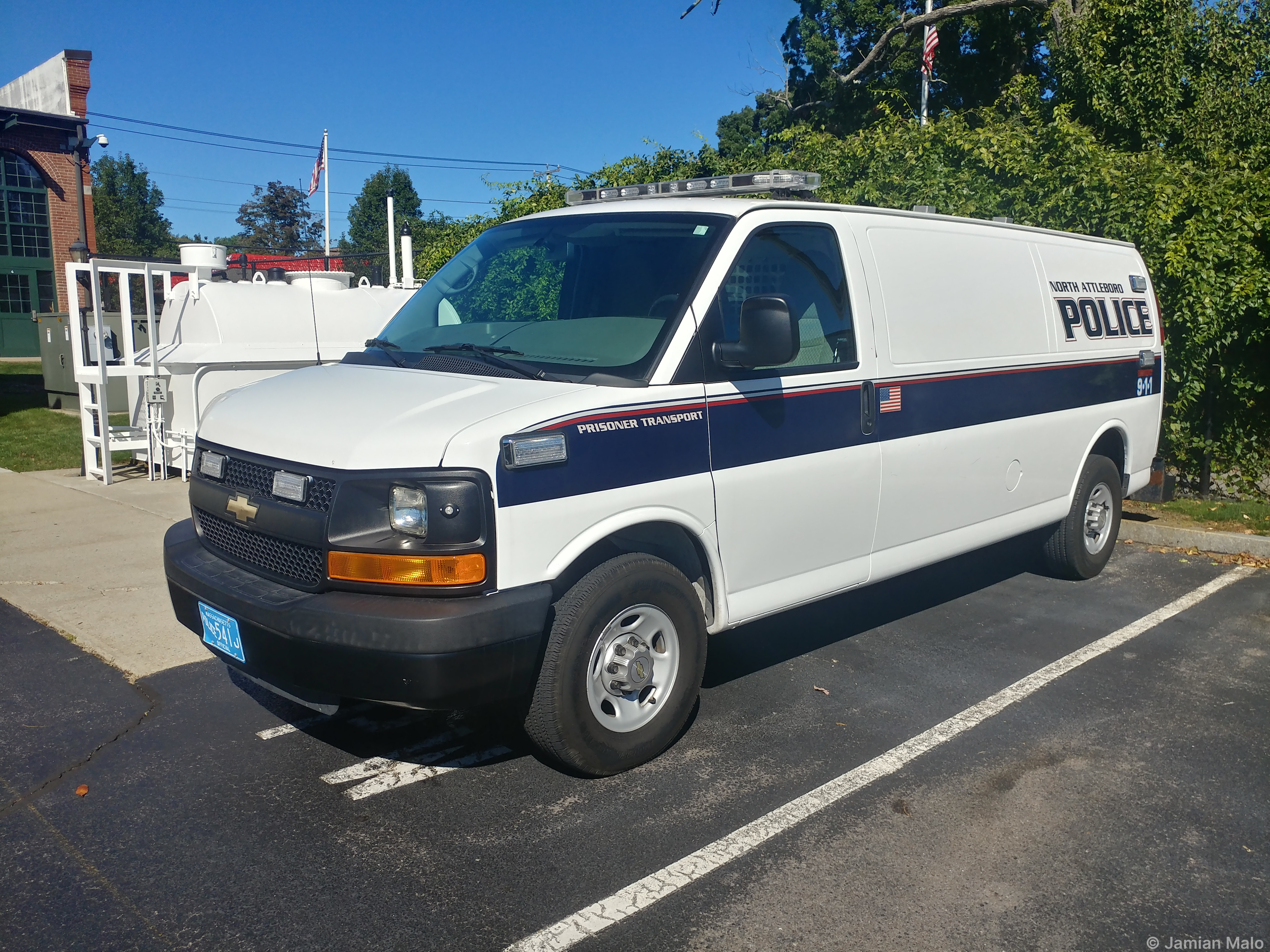 A photo  of North Attleborough Police
            Prisoner Transport Unit, a 2014 Chevrolet Express             taken by Jamian Malo