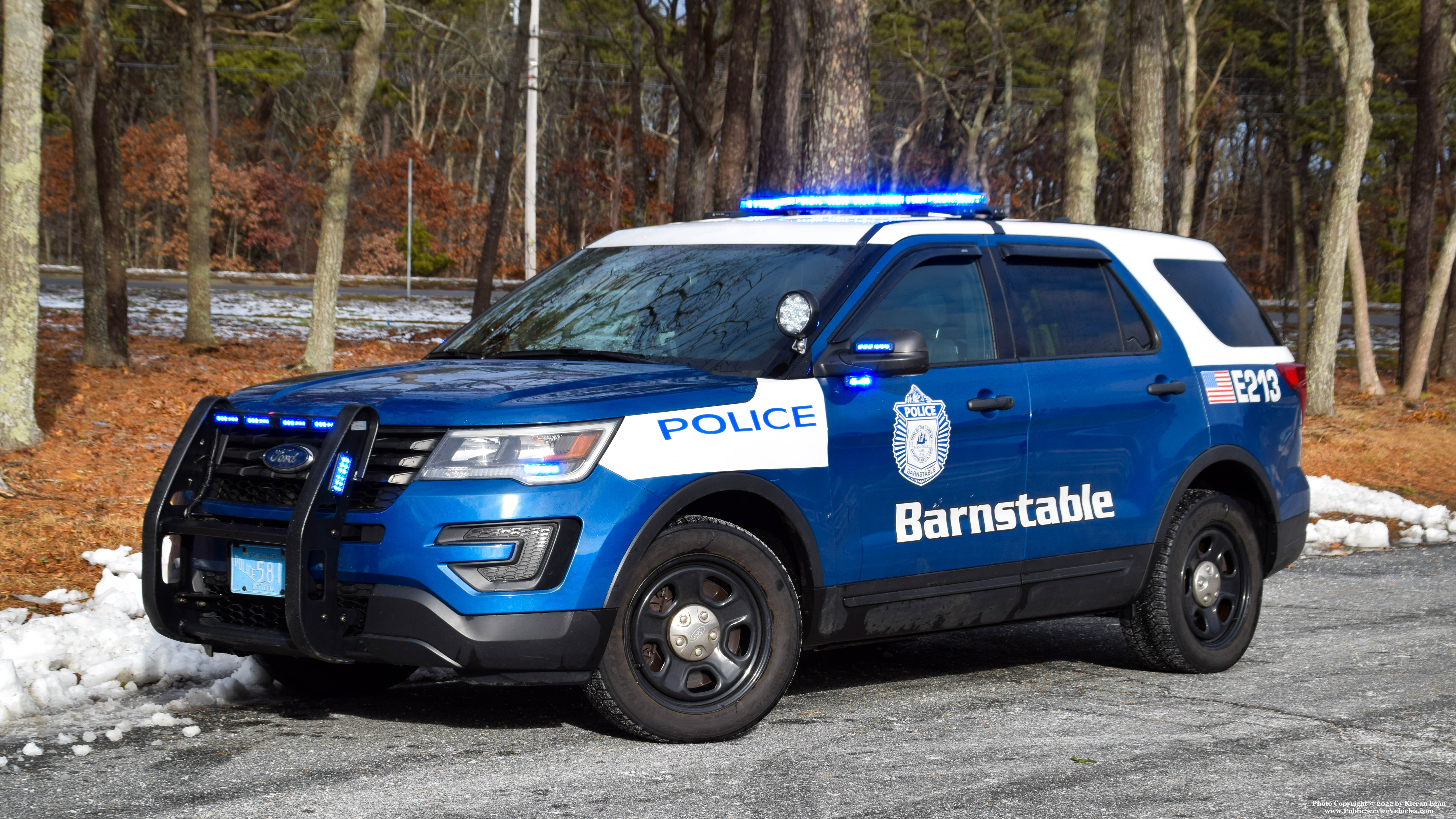 A photo  of Barnstable Police
            E-213, a 2018 Ford Police Interceptor Utility             taken by Kieran Egan