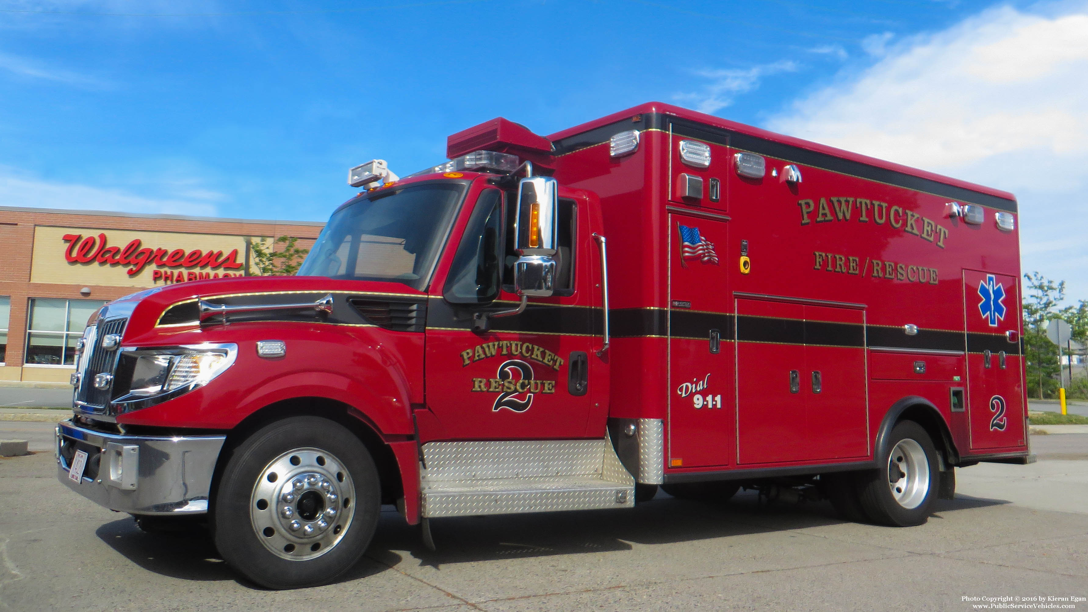A photo  of Pawtucket Fire
            Rescue 2, a 2013 International TerraStar             taken by Kieran Egan