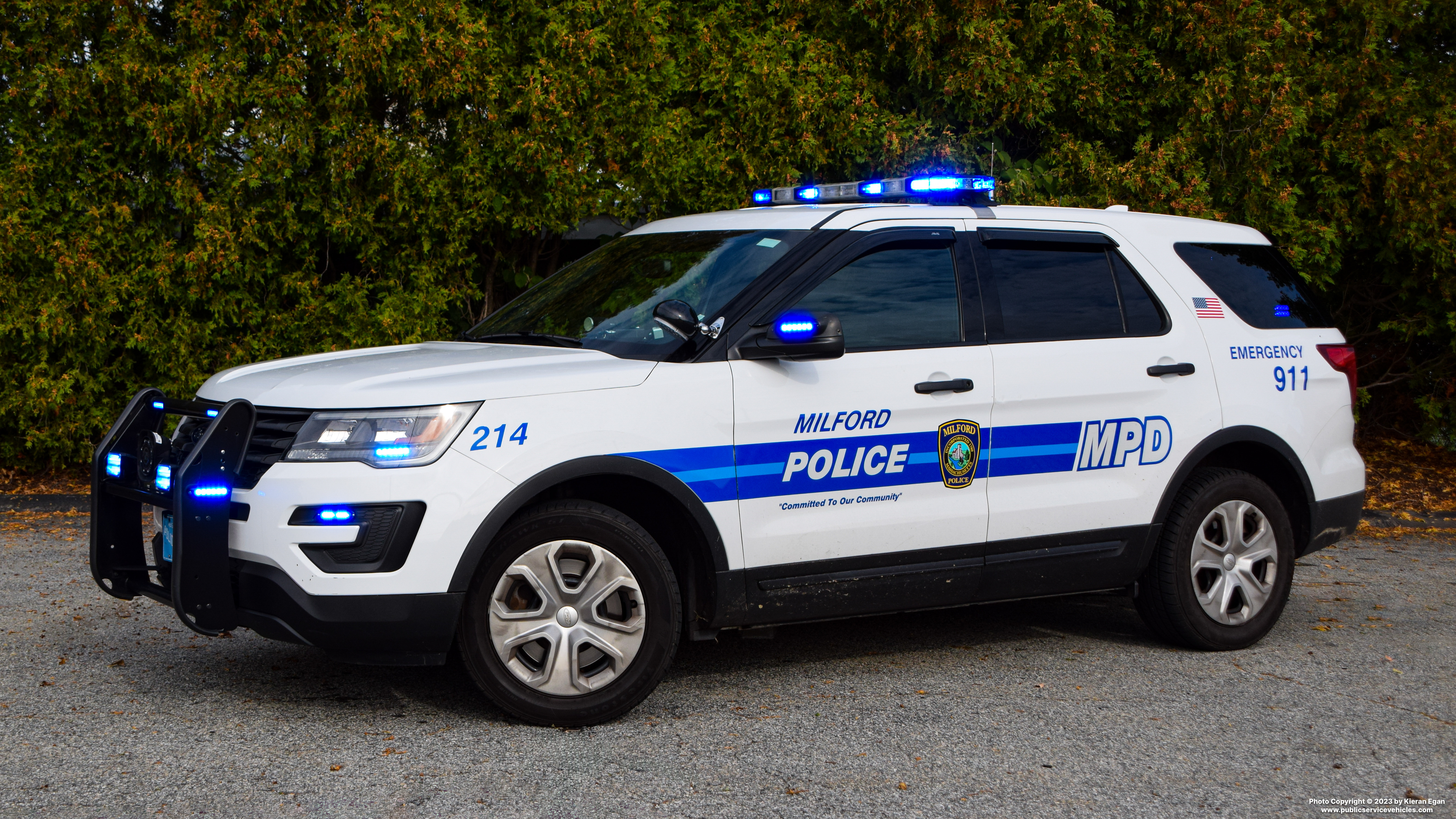 A photo  of Milford Police
            Cruiser 214, a 2017 Ford Police Interceptor Utility             taken by Kieran Egan