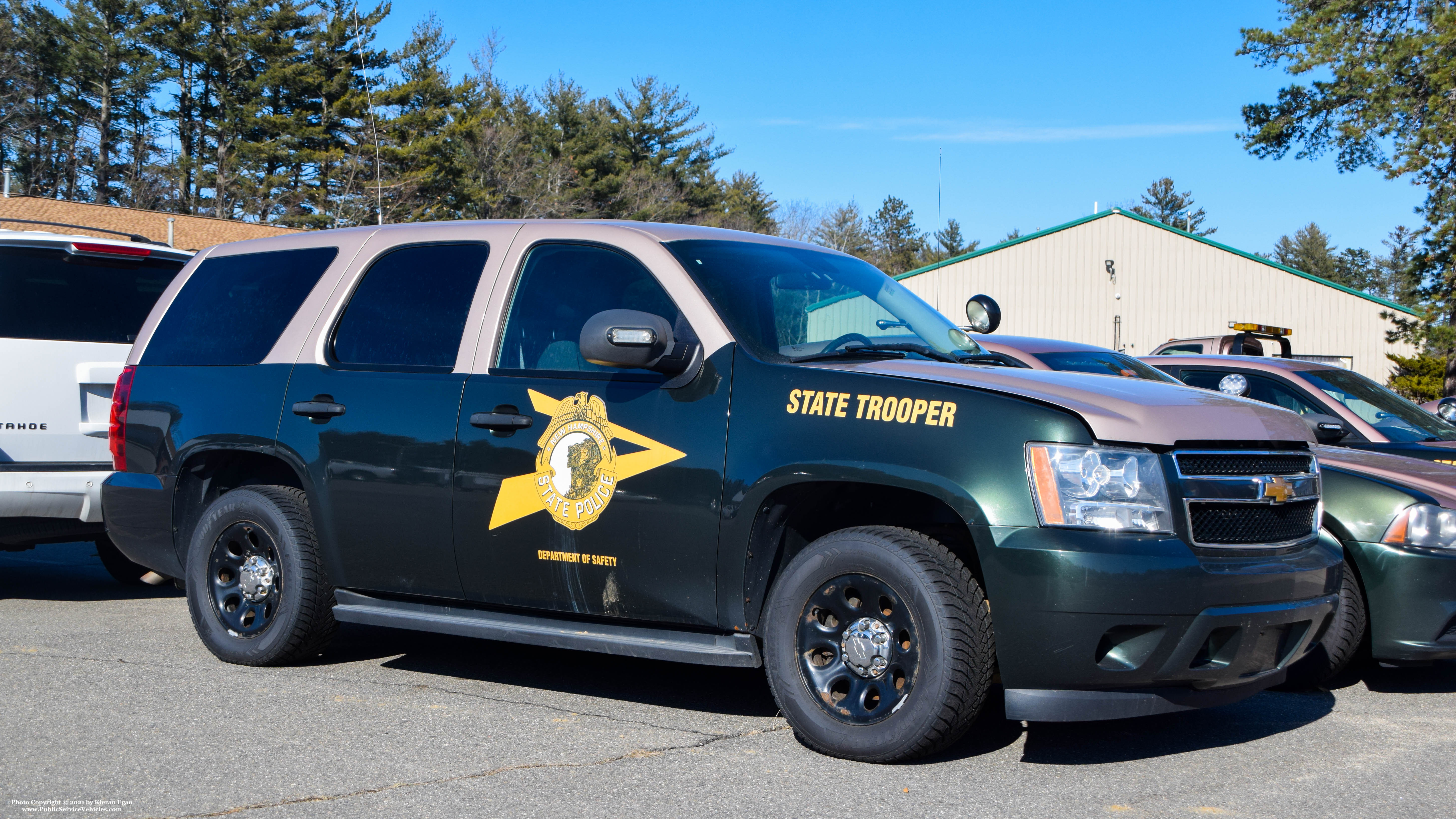 A photo  of New Hampshire State Police
            Unassigned Cruiser, a 2007-2013 Chevrolet Tahoe             taken by Kieran Egan