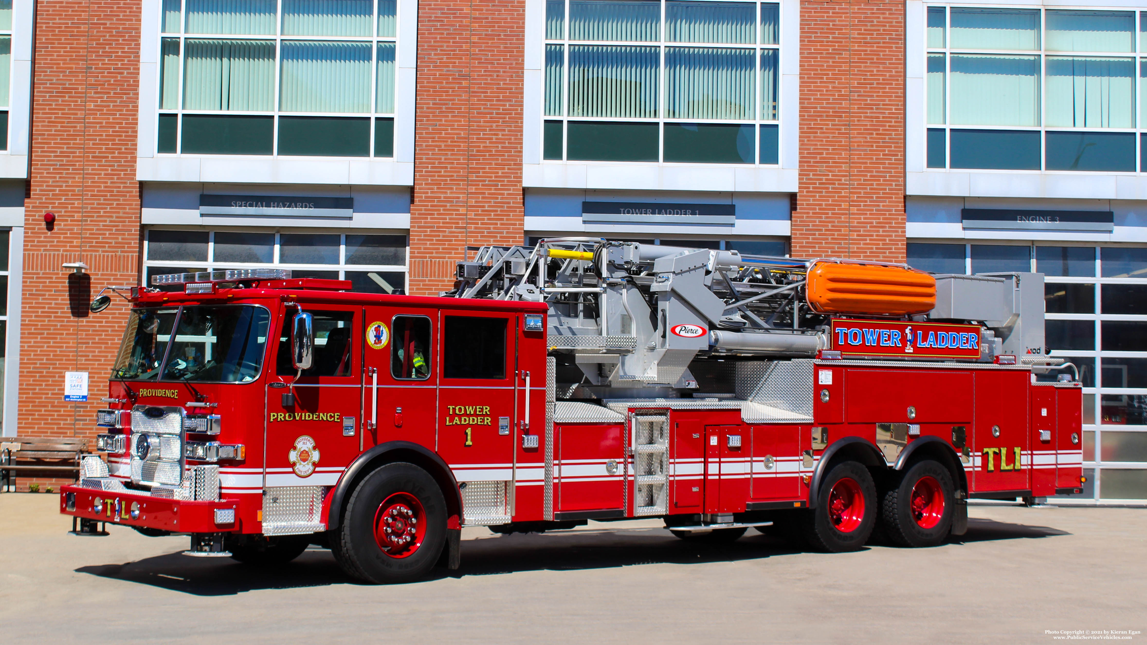 A photo  of Providence Fire
            Tower Ladder 1, a 2021 Pierce Arrow XT Ascendant             taken by Kieran Egan