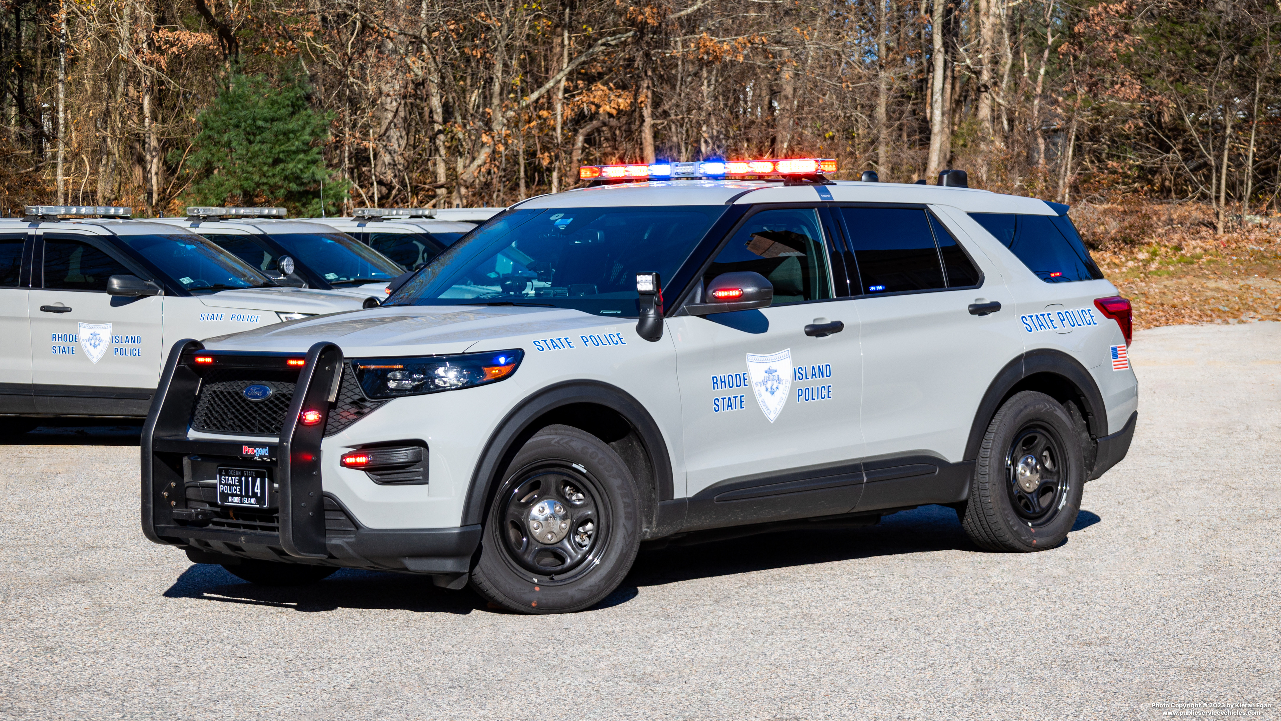 A photo  of Rhode Island State Police
            Cruiser 114, a 2023 Ford Police Interceptor Utility             taken by Kieran Egan