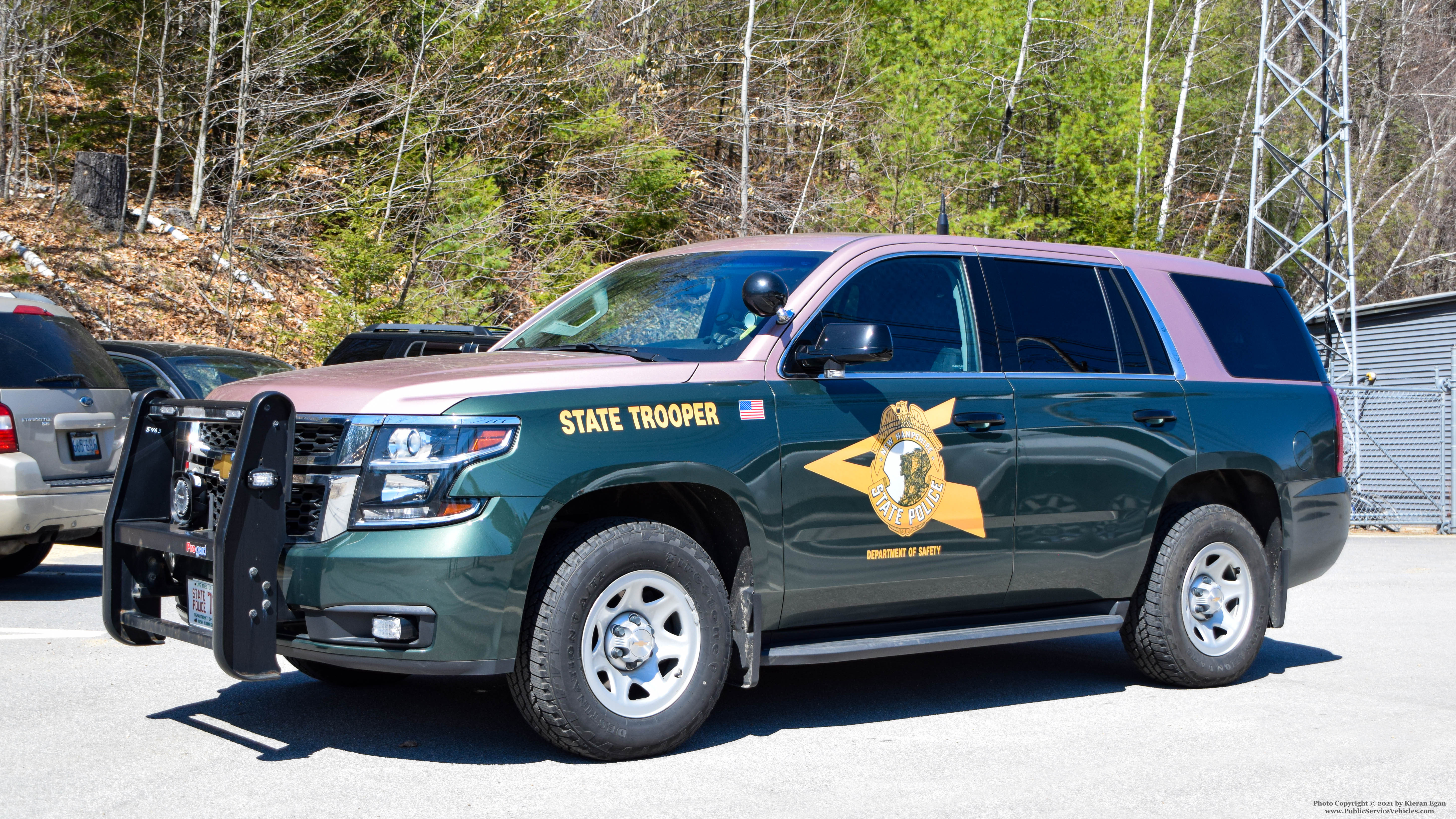 A photo  of New Hampshire State Police
            Cruiser 734, a 2019 Chevrolet Tahoe             taken by Kieran Egan