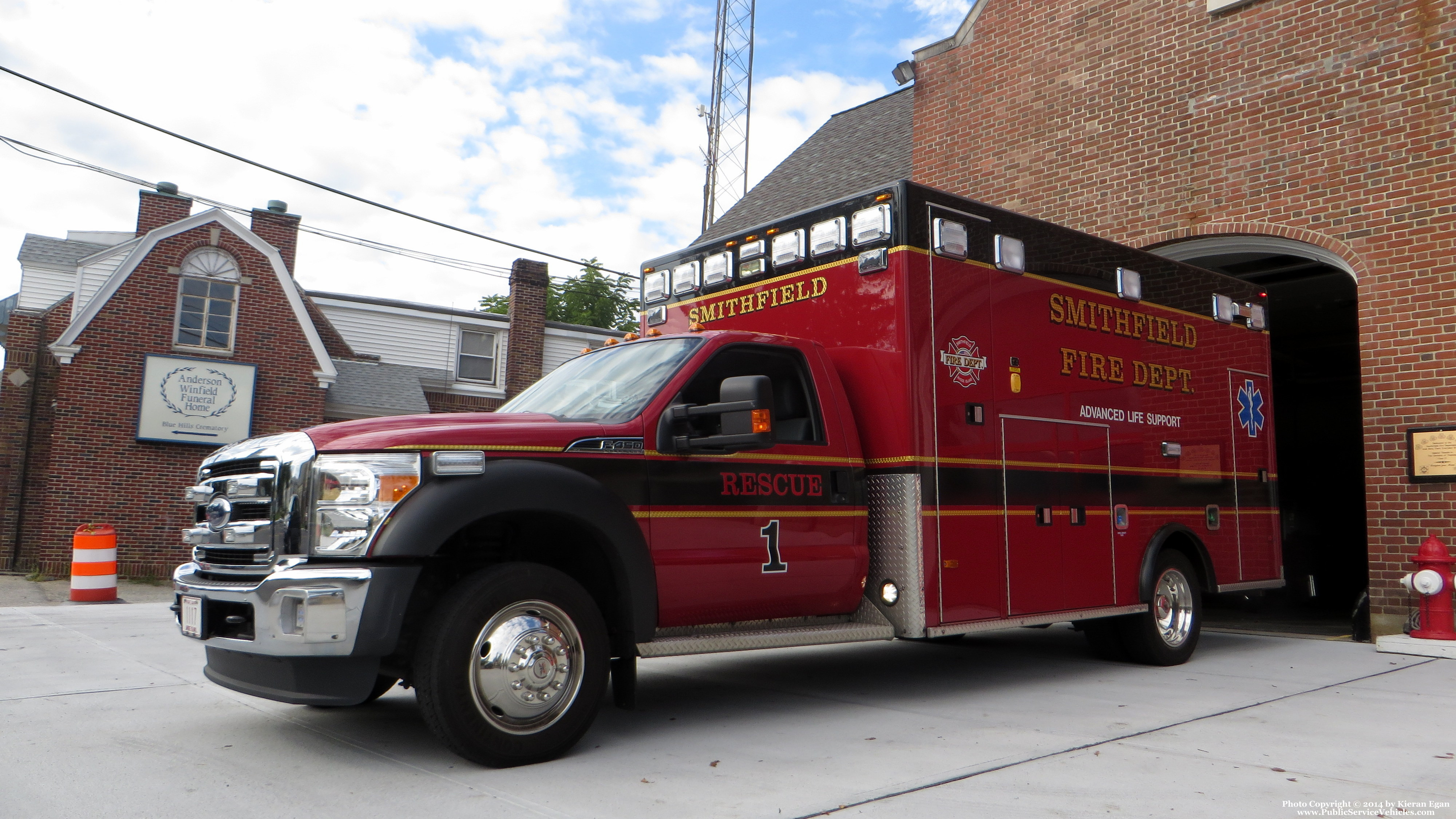 A photo  of Smithfield Fire
            Rescue 1, a 2013 Ford F-450             taken by Kieran Egan