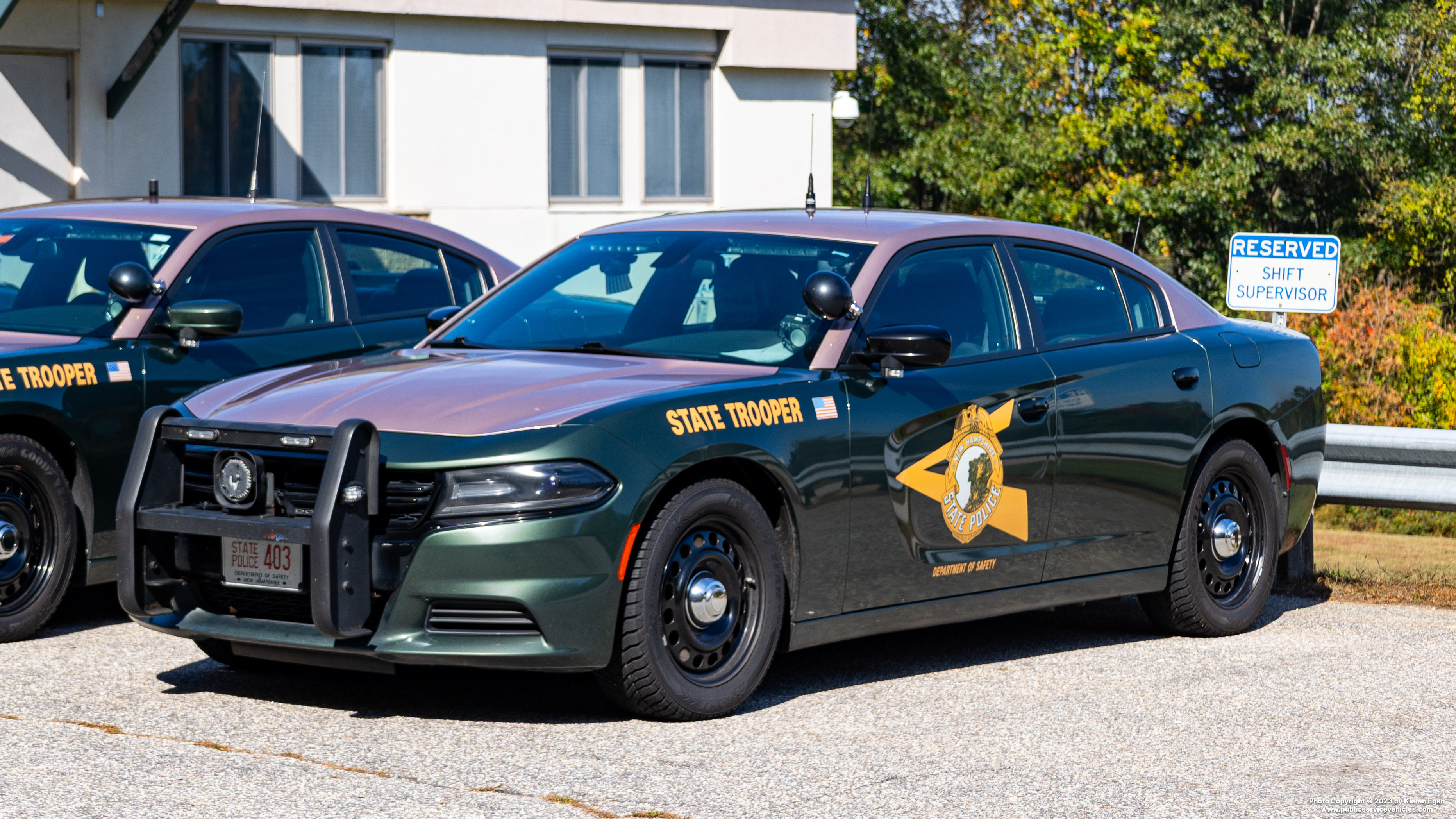 A photo  of New Hampshire State Police
            Cruiser 403, a 2017-2019 Dodge Charger             taken by Kieran Egan