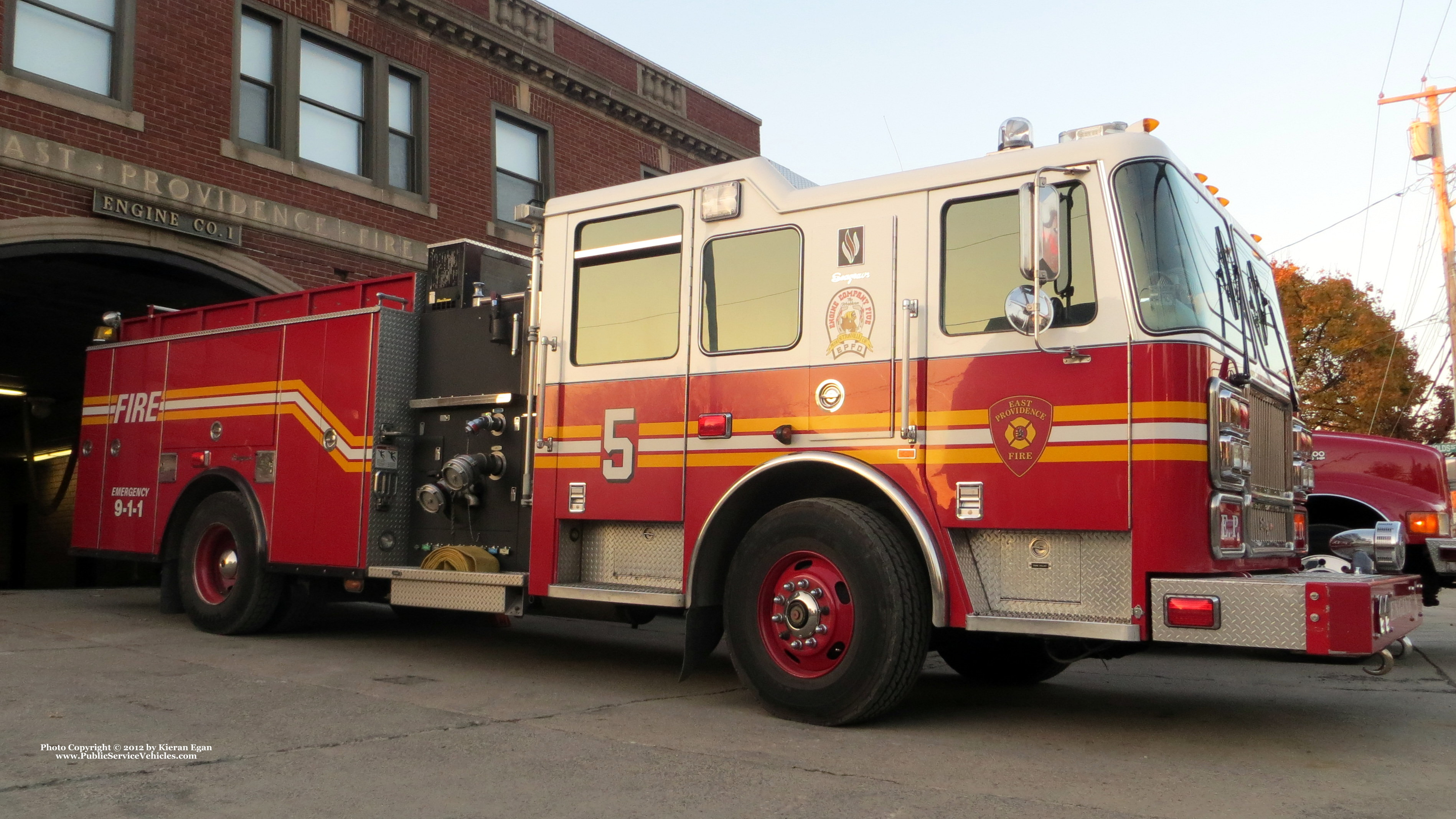 A photo  of East Providence Fire
            Engine 5, a 2007 Seagrave Marauder II             taken by Kieran Egan