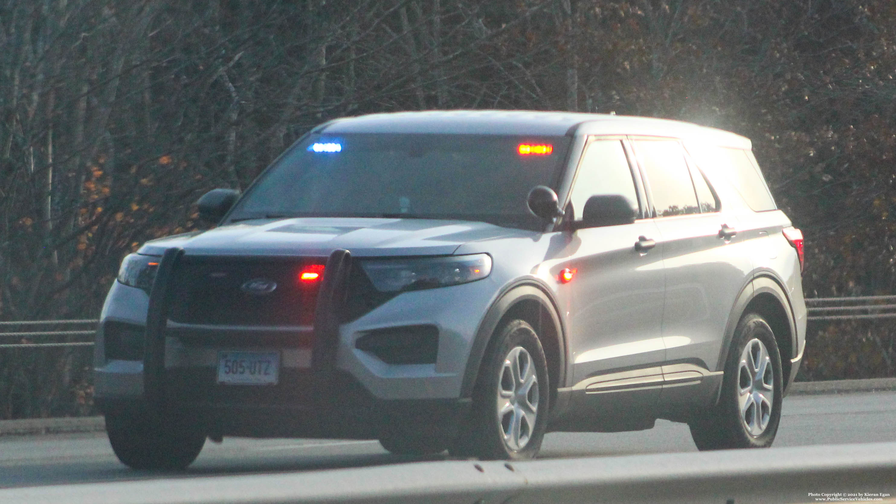 A photo  of Connecticut State Police
            Cruiser 505, a 2020 Ford Police Interceptor Utility Hybrid             taken by Kieran Egan