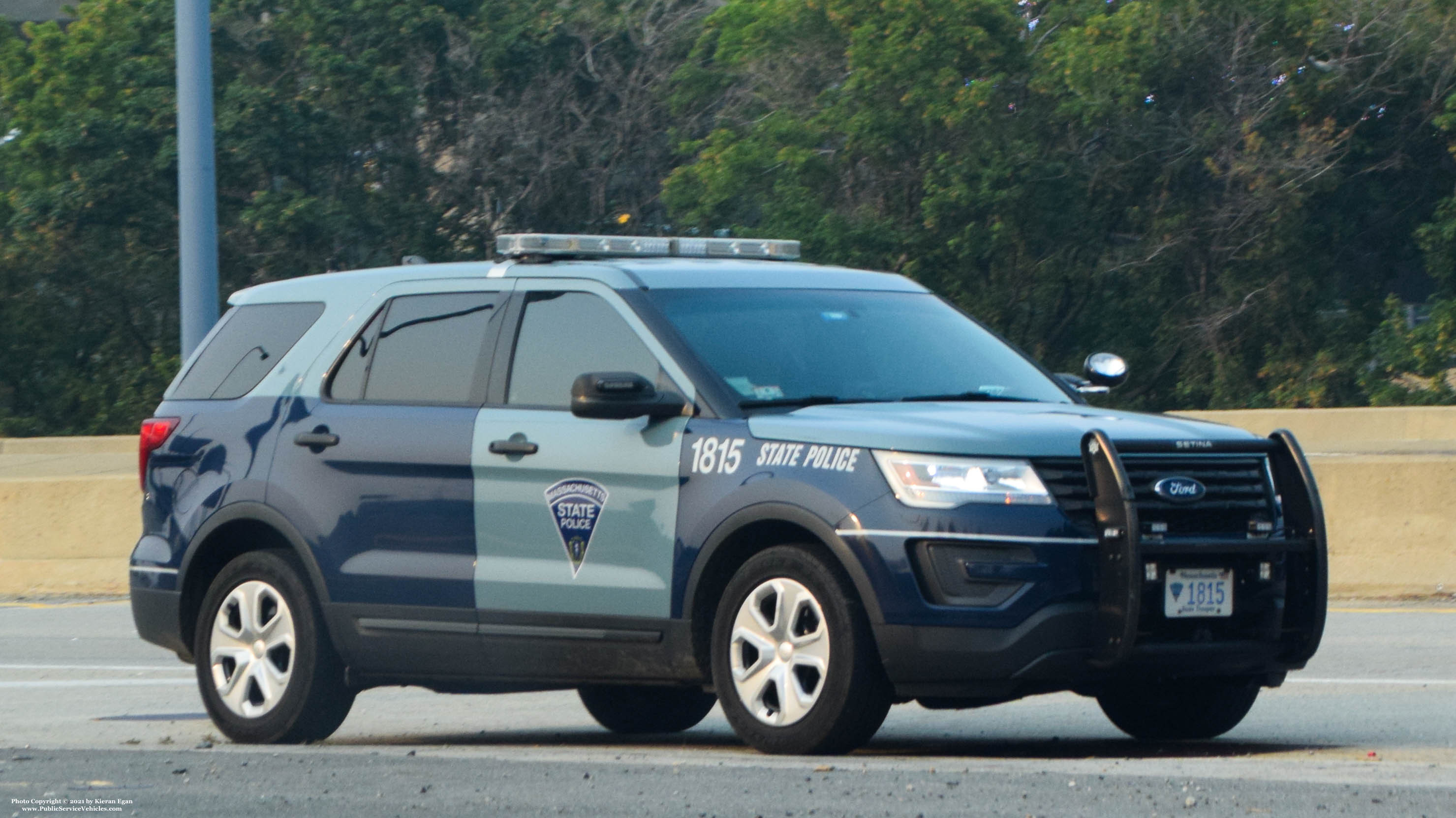 A photo  of Massachusetts State Police
            Cruiser 1815, a 2016 Ford Police Interceptor Utility             taken by Kieran Egan