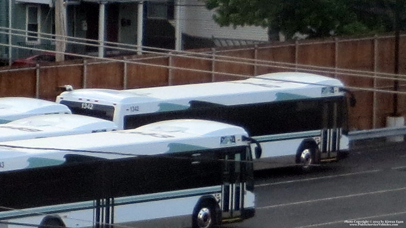 A photo  of Rhode Island Public Transit Authority
            Bus 1342, a 2013 Gillig BRT             taken by Kieran Egan