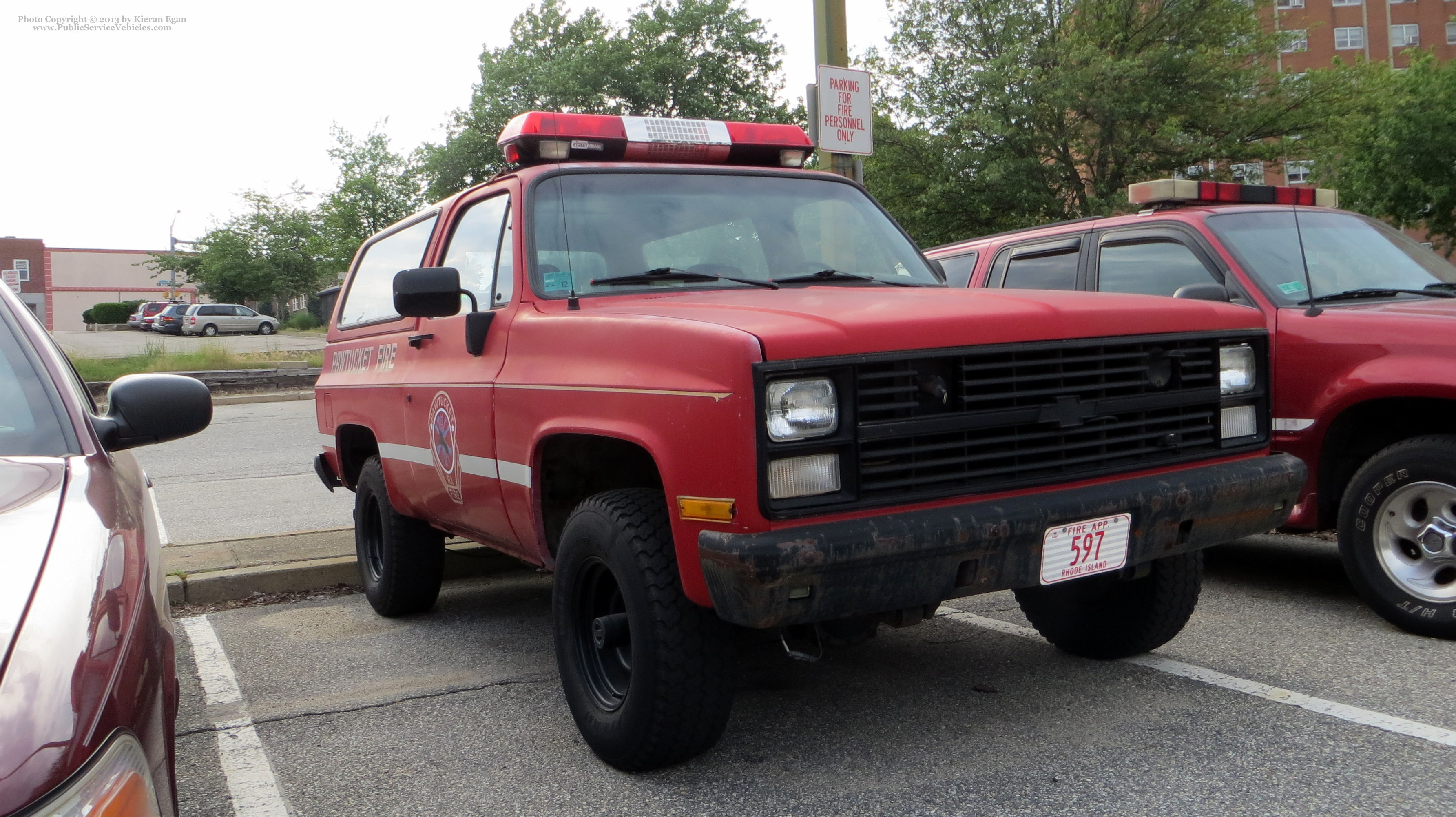 A photo  of Pawtucket Fire
            Specialty Unit, a 1973-1991 Chevrolet K5 Blazer             taken by Kieran Egan