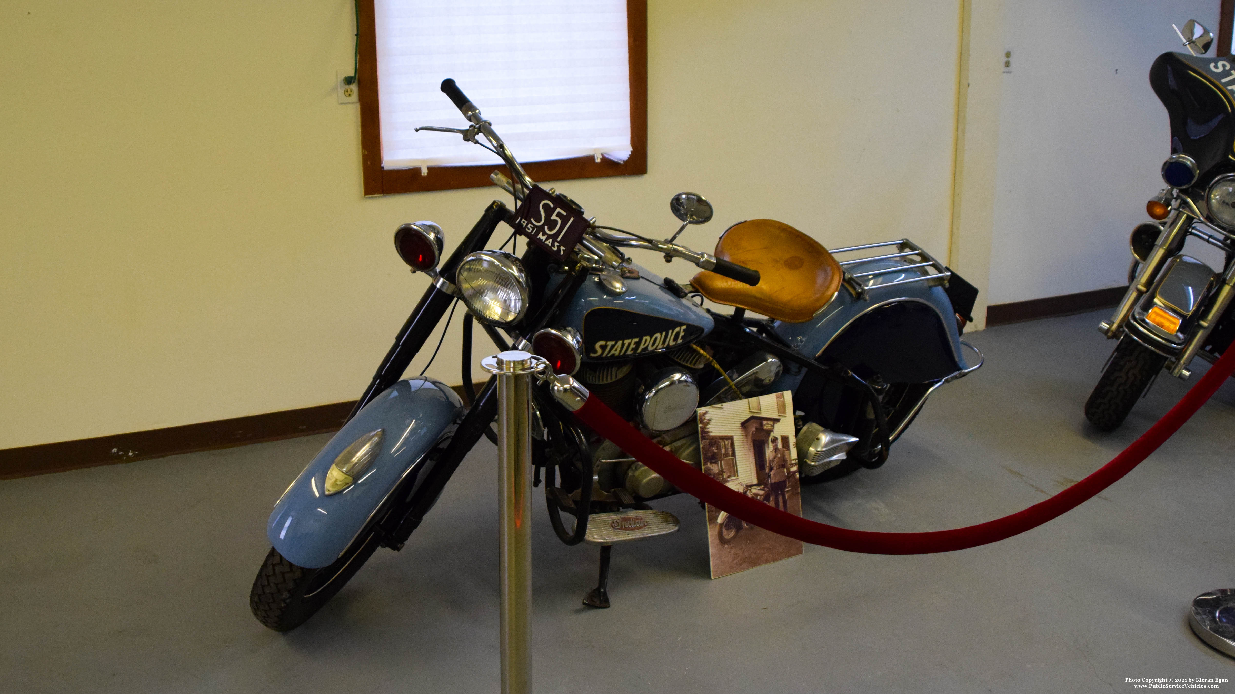 A photo  of Massachusetts State Police Museum and Learning Center
            Motorcycle 51, a 1951 Indian Chief             taken by Kieran Egan