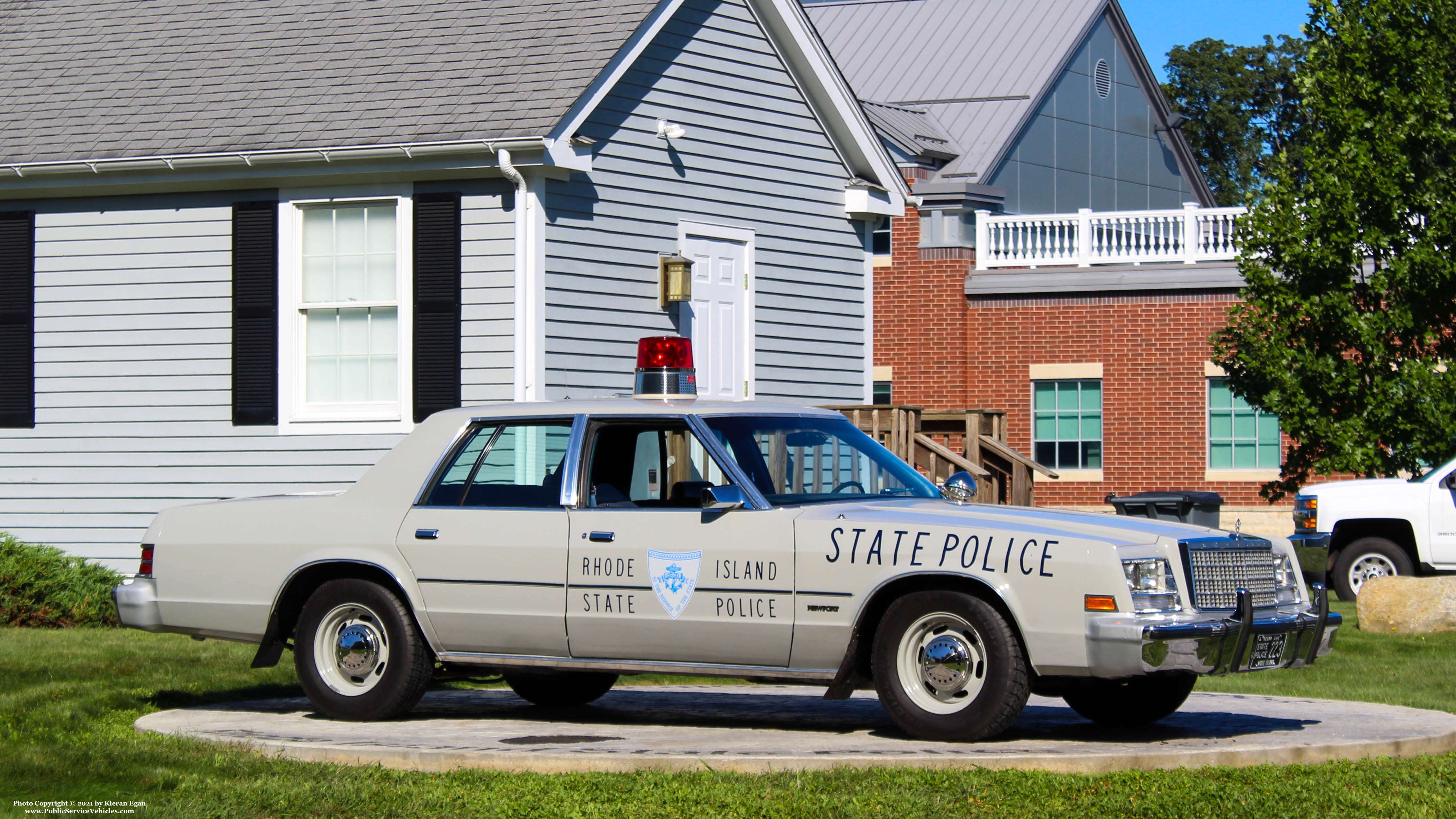 A photo  of Antique Police Vehicles in Rhode Island
            Rhode Island State Police Cruiser 28, a 1979 Chrysler Newport             taken by Kieran Egan