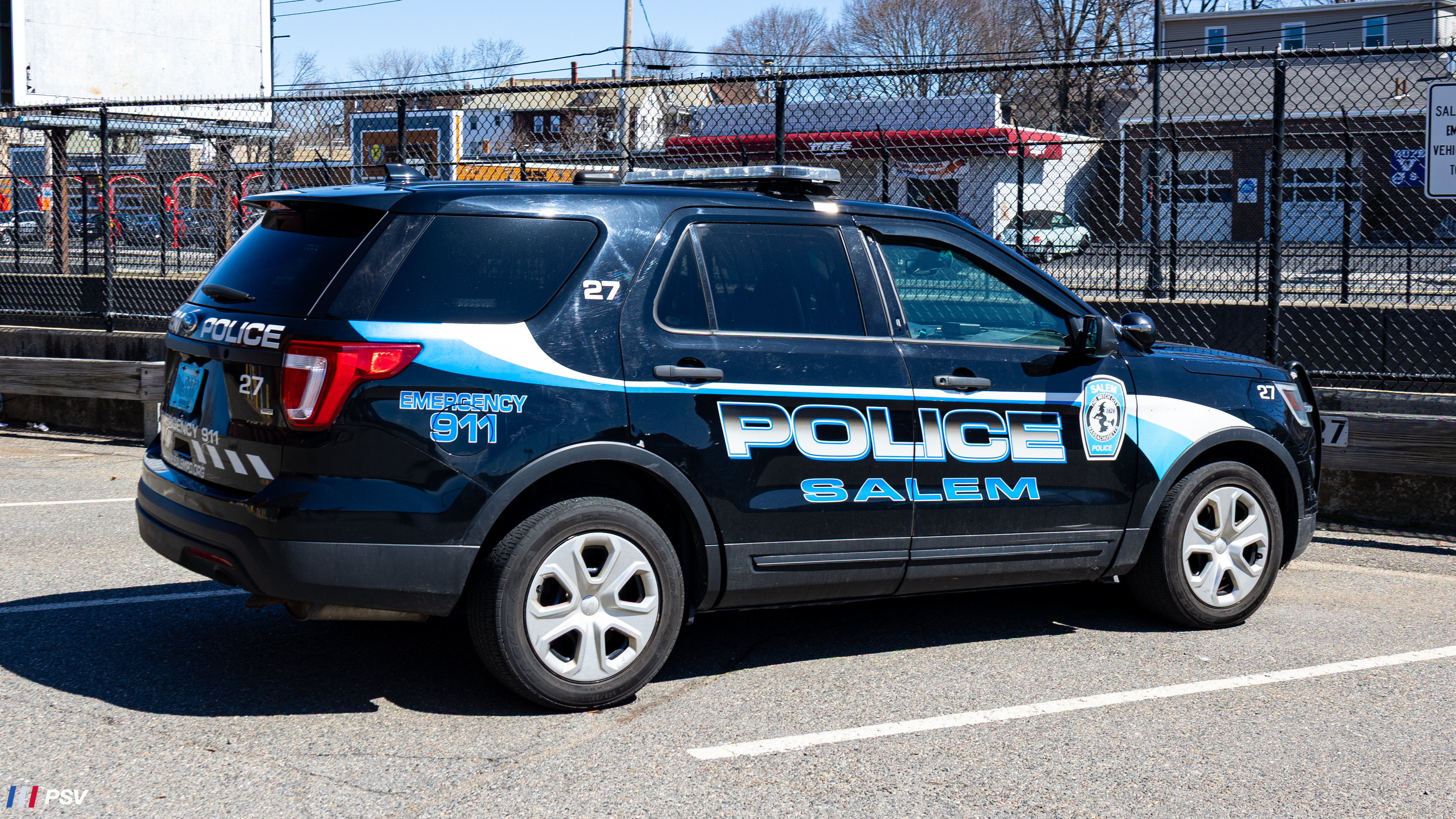 A photo  of Salem Police
            Cruiser 27, a 2016 Ford Police Interceptor Utility             taken by Kieran Egan