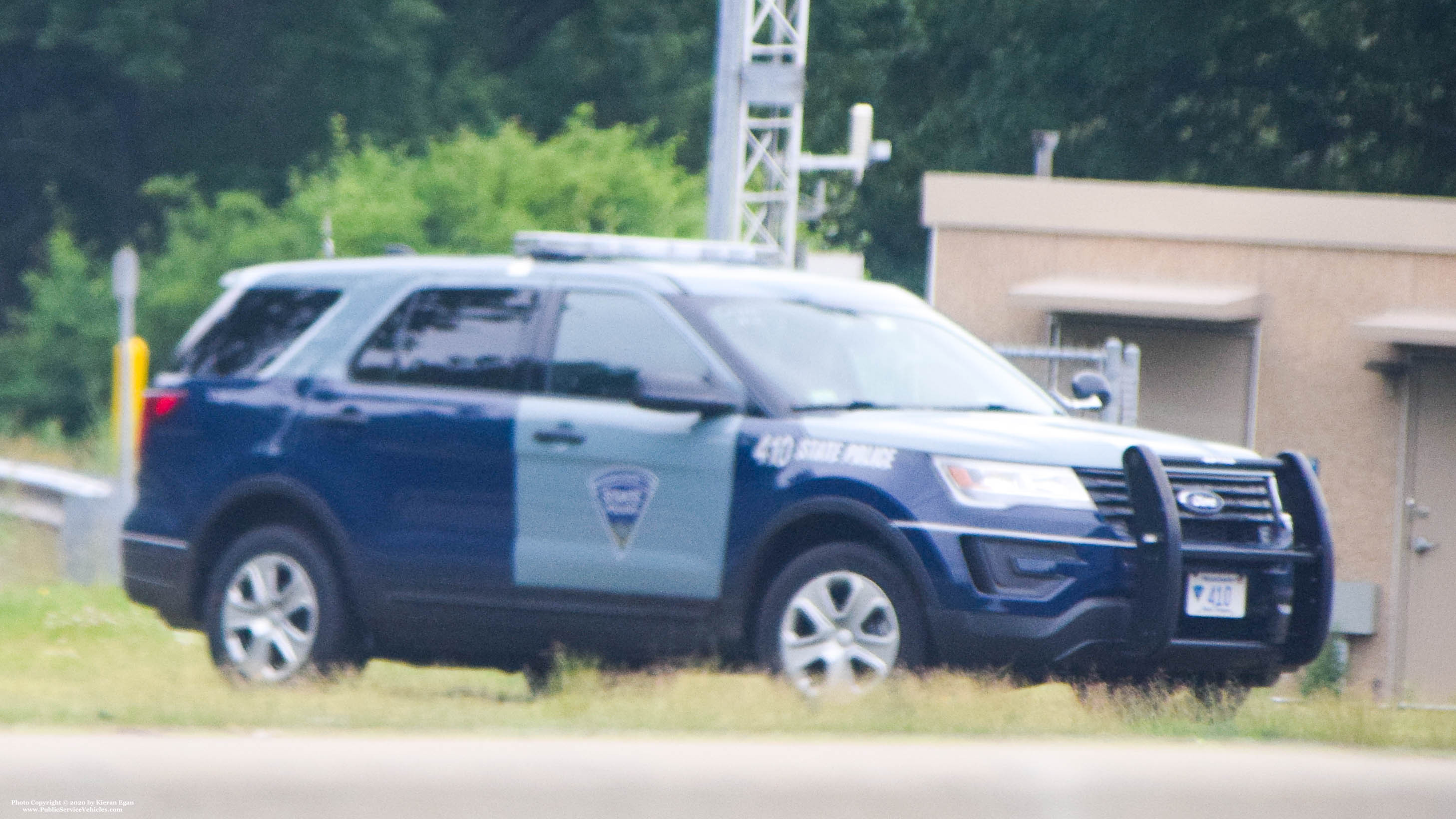 A photo  of Massachusetts State Police
            Cruiser 410, a 2016-2019 Ford Police Interceptor Utility             taken by Kieran Egan