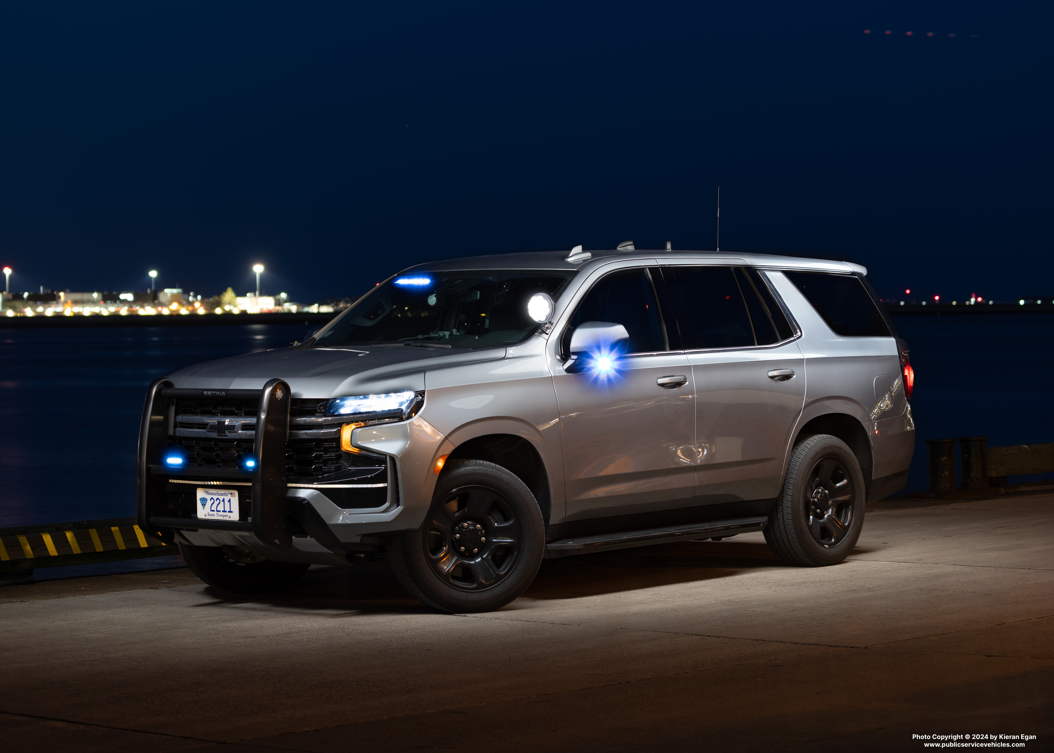 A photo  of Massachusetts State Police
            Cruiser 2211, a 2023 Chevrolet Tahoe             taken by Kieran Egan
