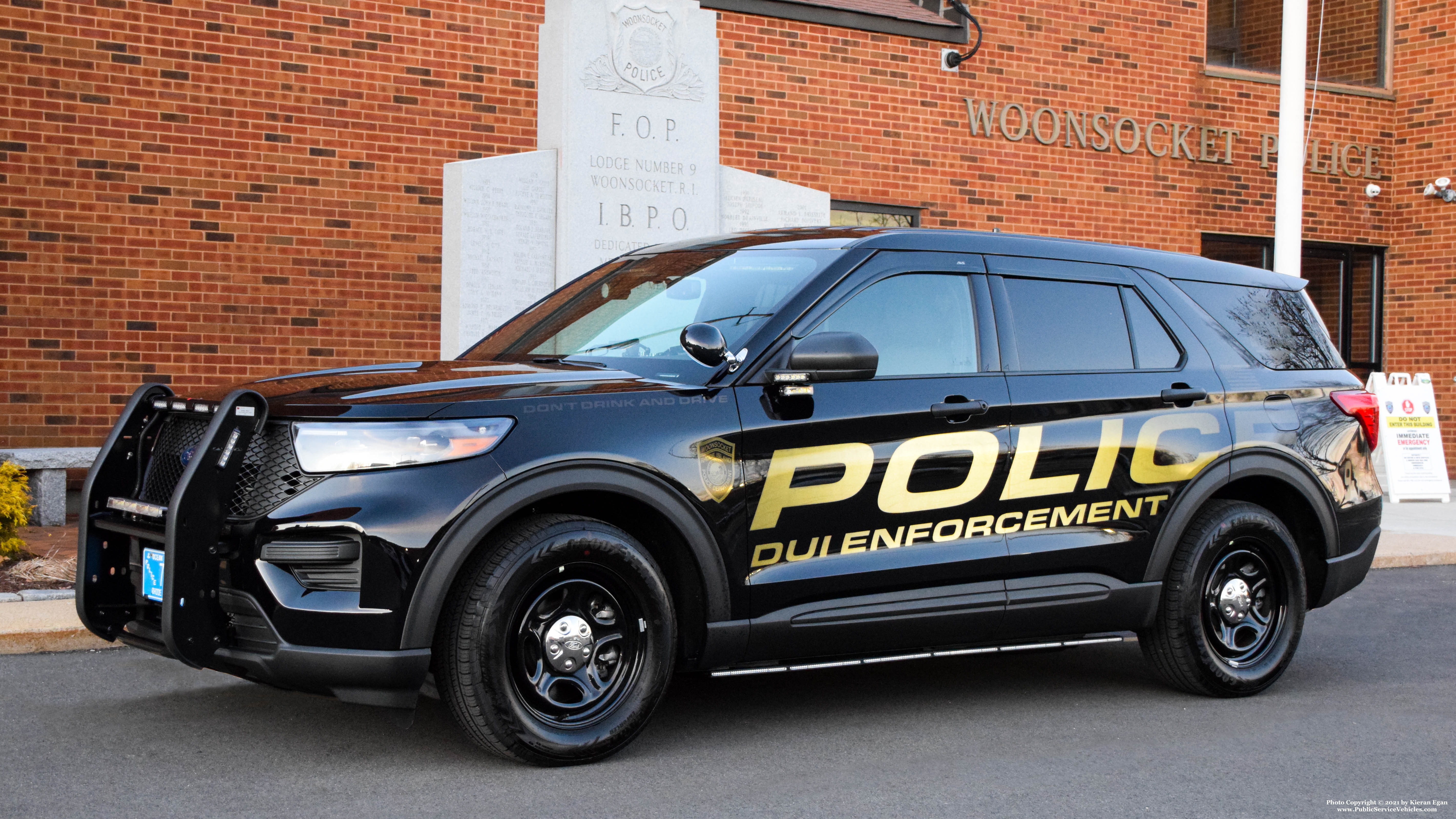 A photo  of Woonsocket Police
            DUI Enforcement Unit, a 2020 Ford Police Interceptor Utility             taken by Kieran Egan