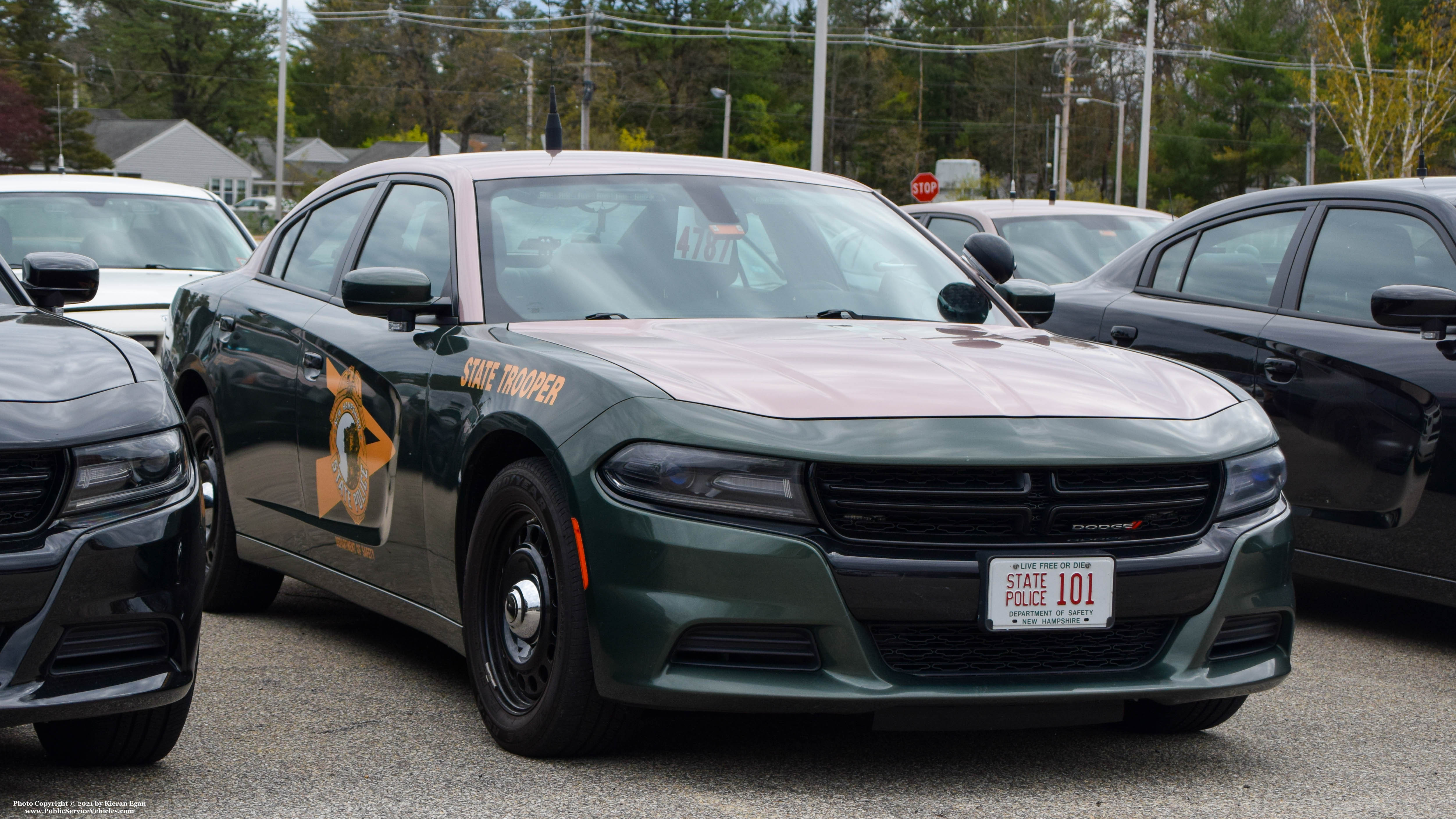 A photo  of New Hampshire State Police
            Cruiser 101, a 2017-2019 Dodge Charger             taken by Kieran Egan