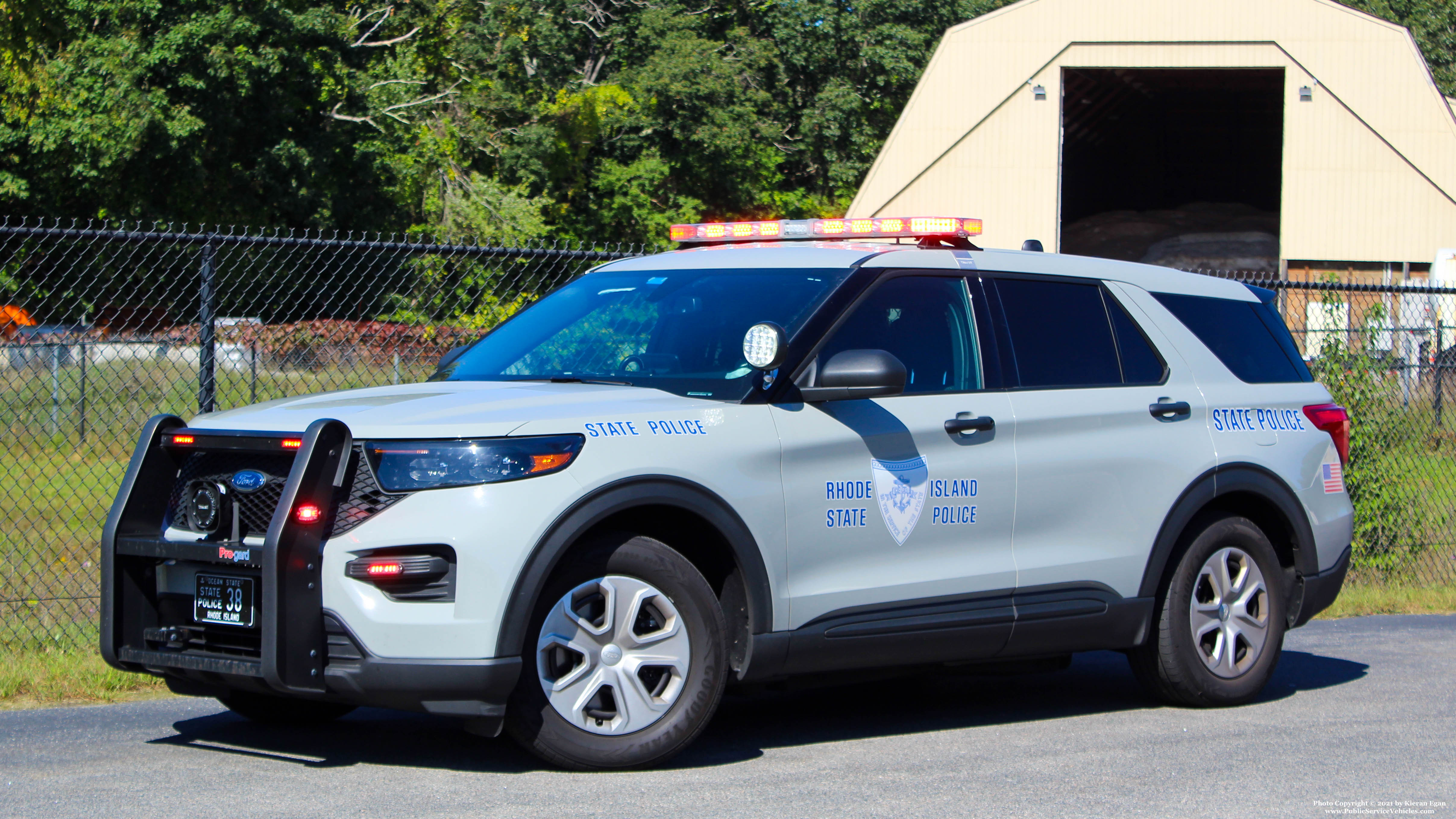 A photo  of Rhode Island State Police
            Cruiser 38, a 2020 Ford Police Interceptor Utility             taken by Kieran Egan