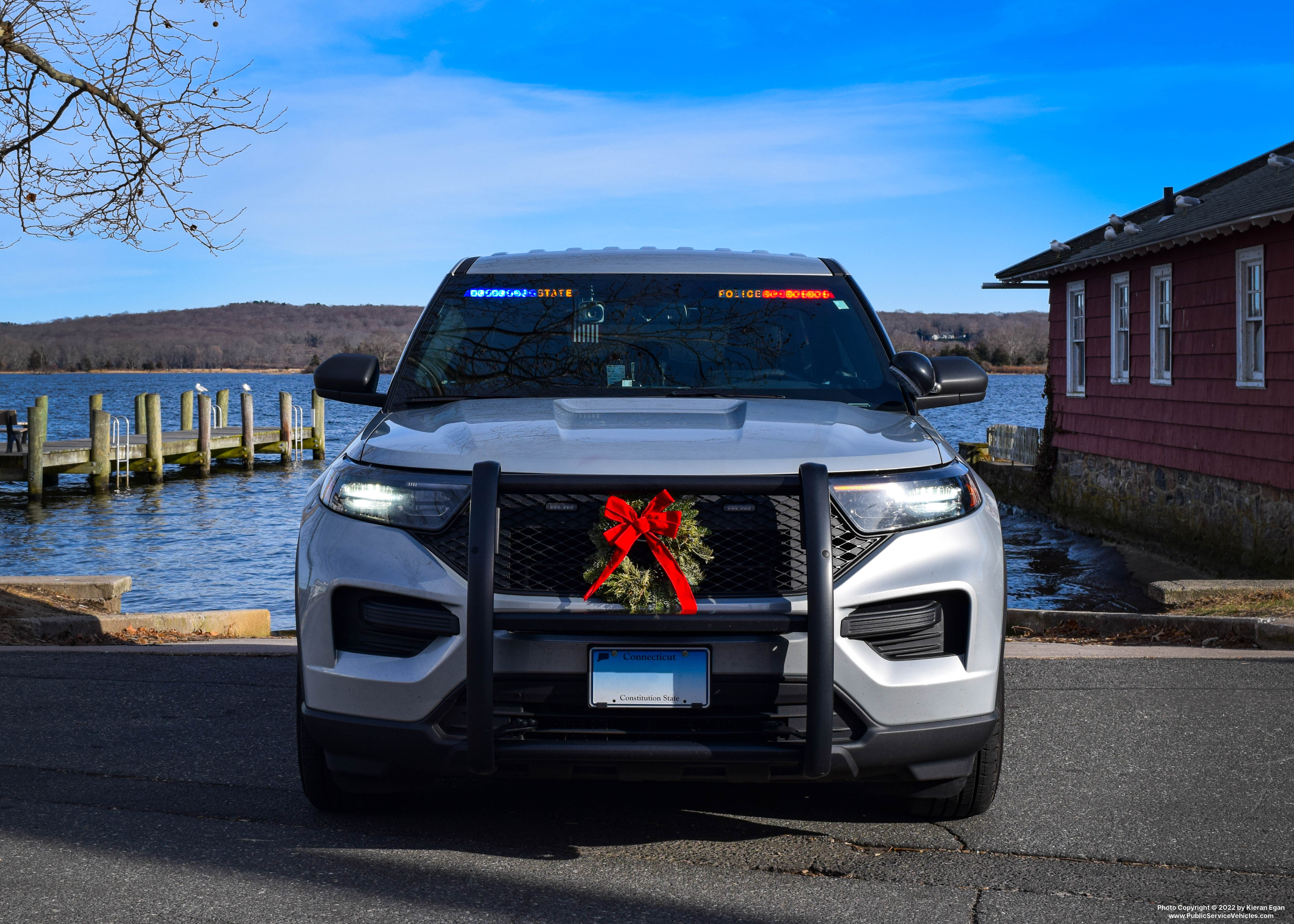 A photo  of Connecticut State Police
            Cruiser 222, a 2020 Ford Police Interceptor Utility             taken by Kieran Egan