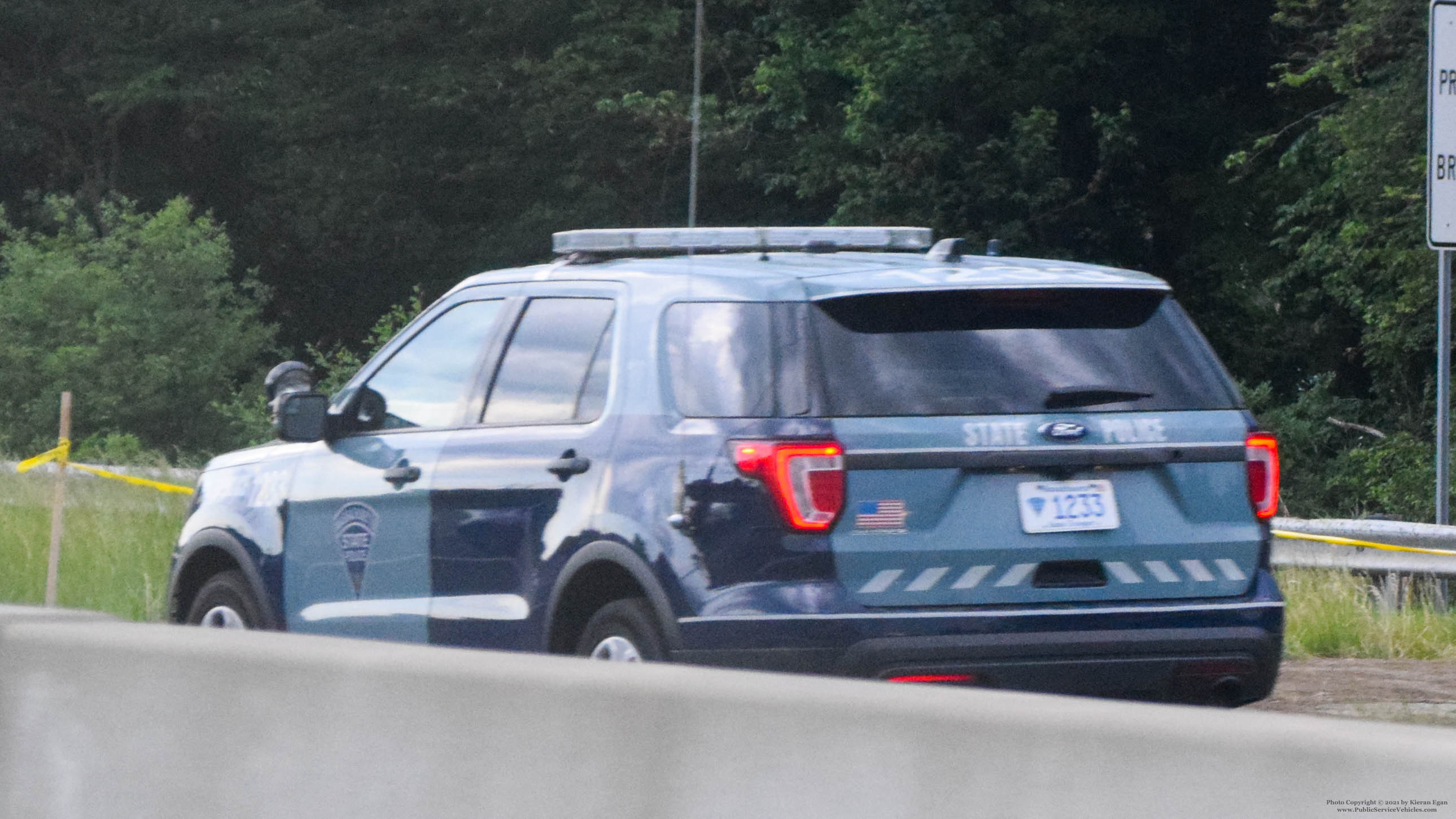 A photo  of Massachusetts State Police
            Cruiser 1233, a 2017 Ford Police Interceptor Utility             taken by Kieran Egan