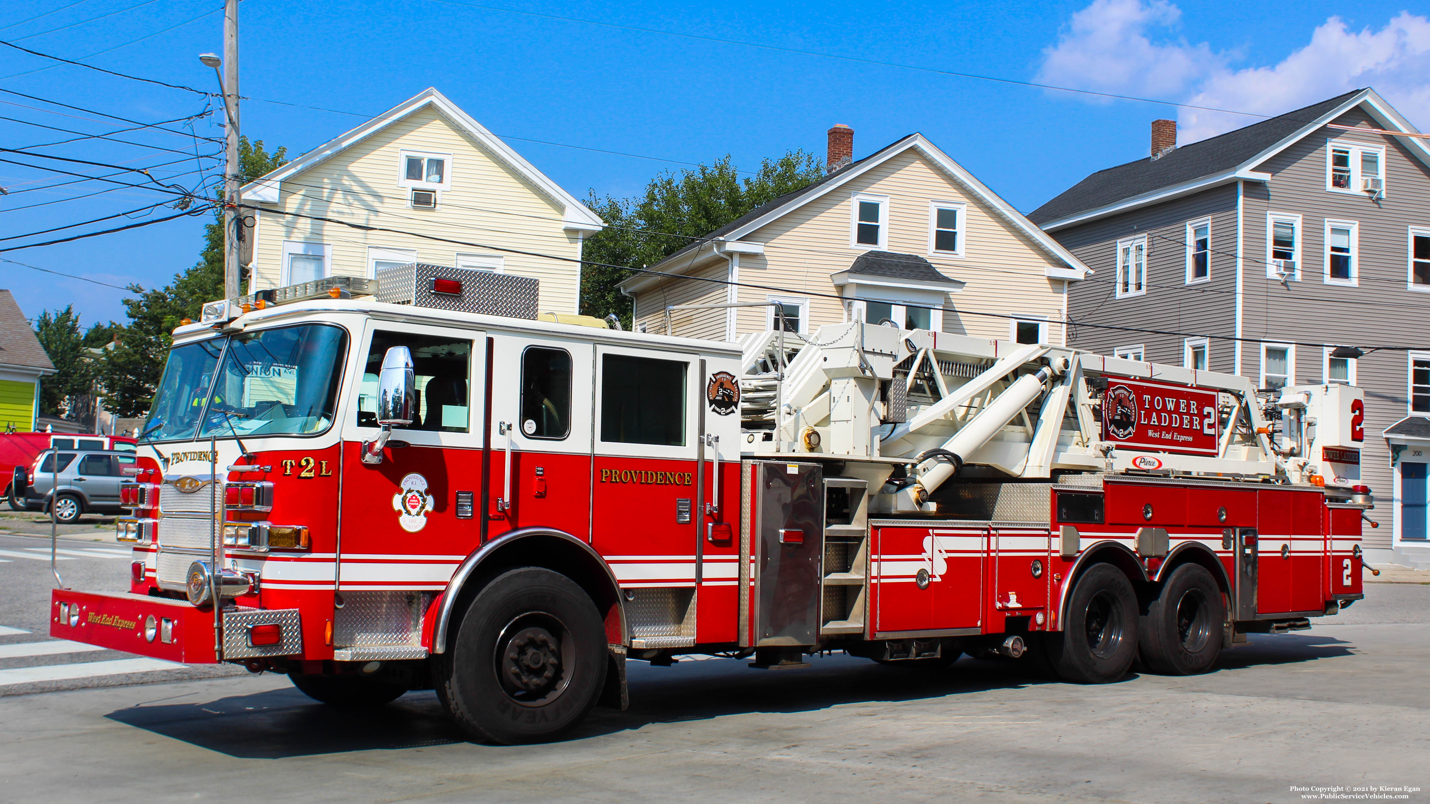 A photo  of Providence Fire
            Tower Ladder 2, a 2007 Pierce Arrow XT             taken by Kieran Egan