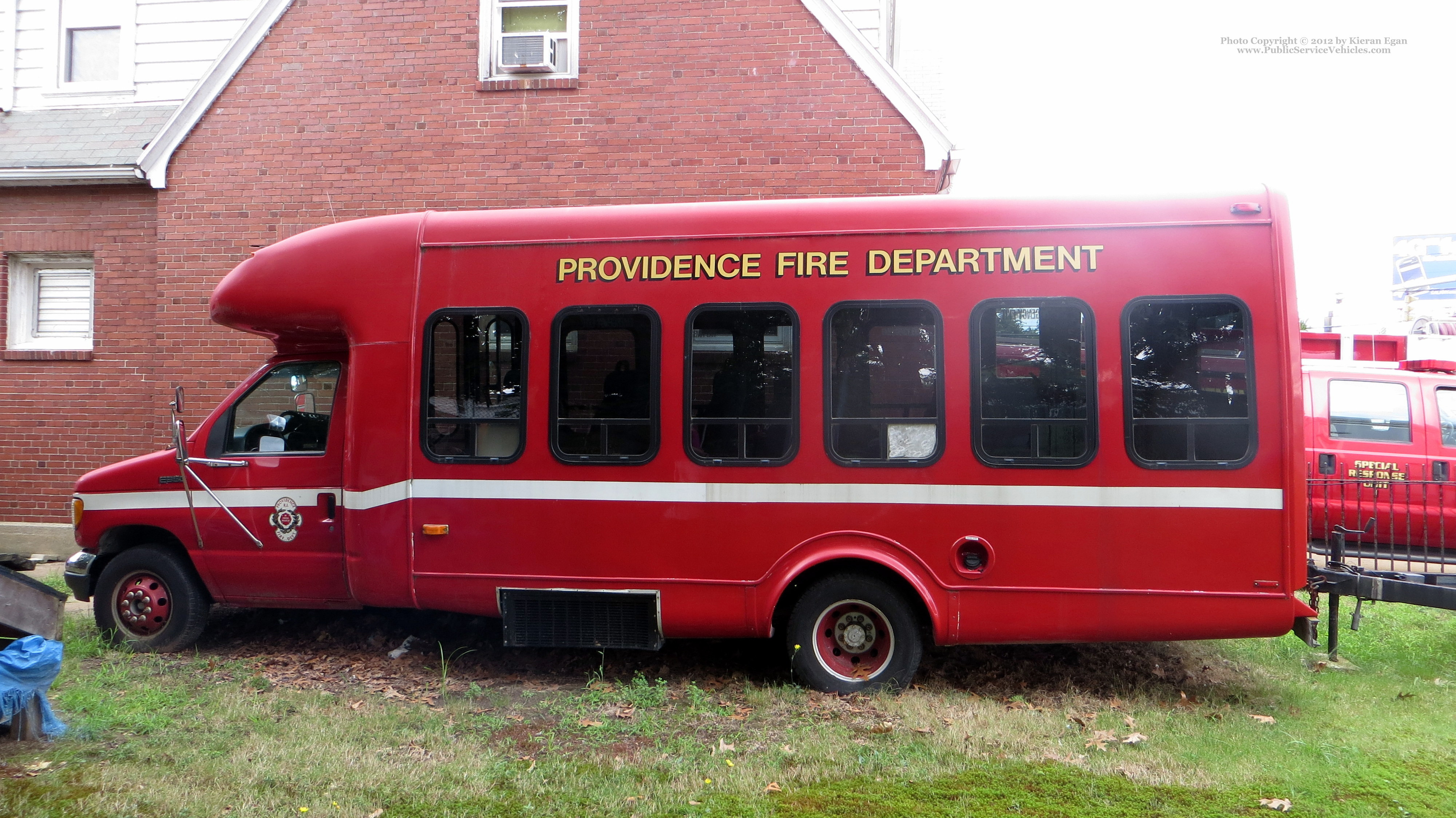 A photo  of Providence Fire
            Motor Transport 1, a 1991-2006 Ford E-350 Bus             taken by Kieran Egan