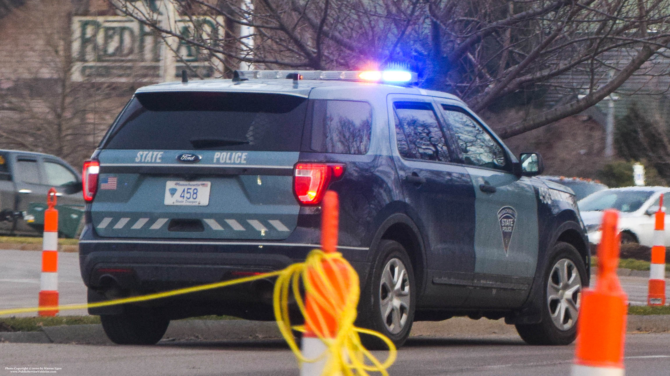 A photo  of Massachusetts State Police
            Cruiser 458, a 2016 Ford Police Interceptor Utility             taken by Kieran Egan