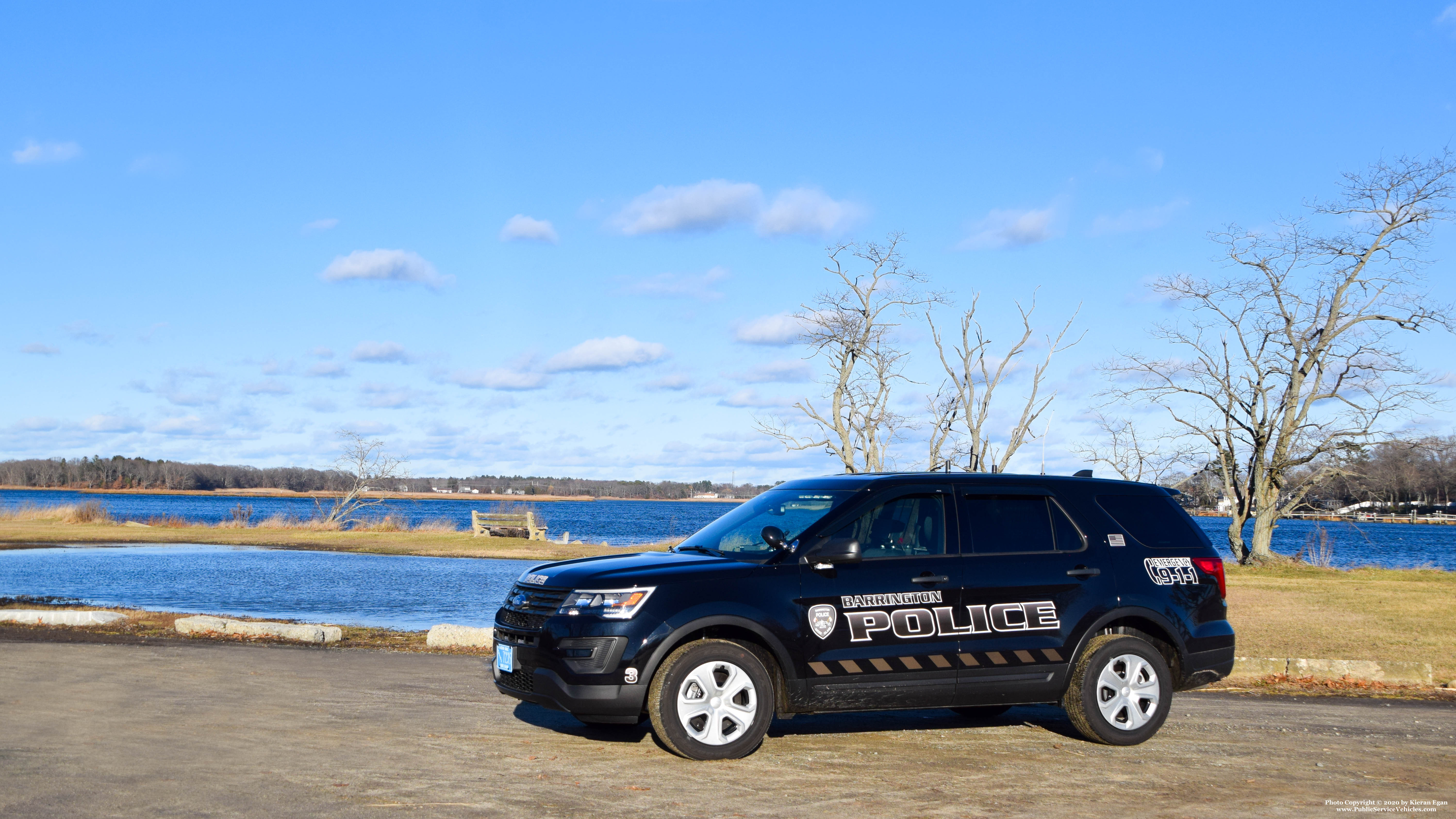 A photo  of Barrington Police
            Patrol Car 3, a 2019 Ford Police Interceptor Utility             taken by Kieran Egan