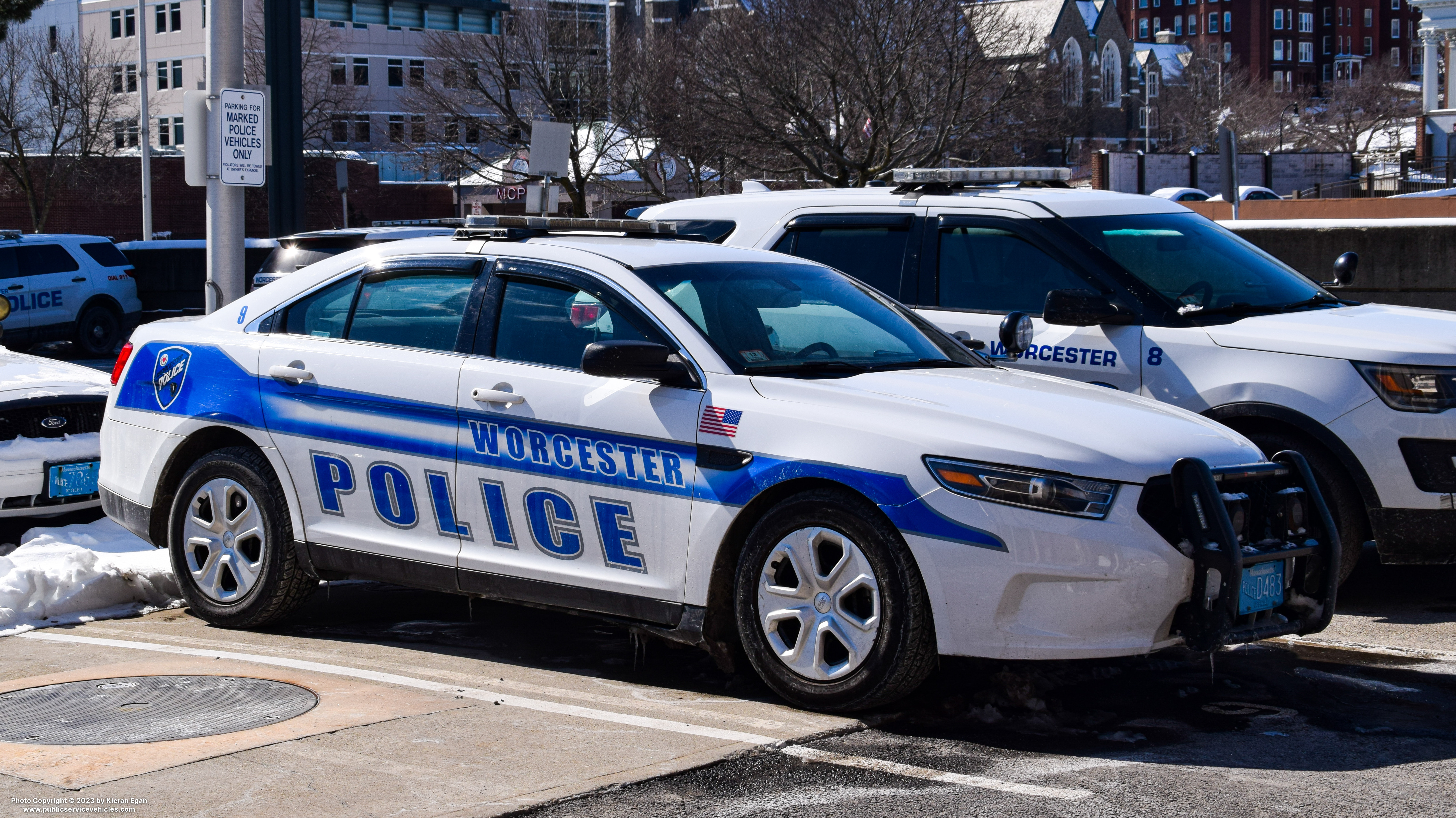 A photo  of Worcester Police
            Cruiser 9, a 2018 Ford Police Interceptor Sedan             taken by Kieran Egan