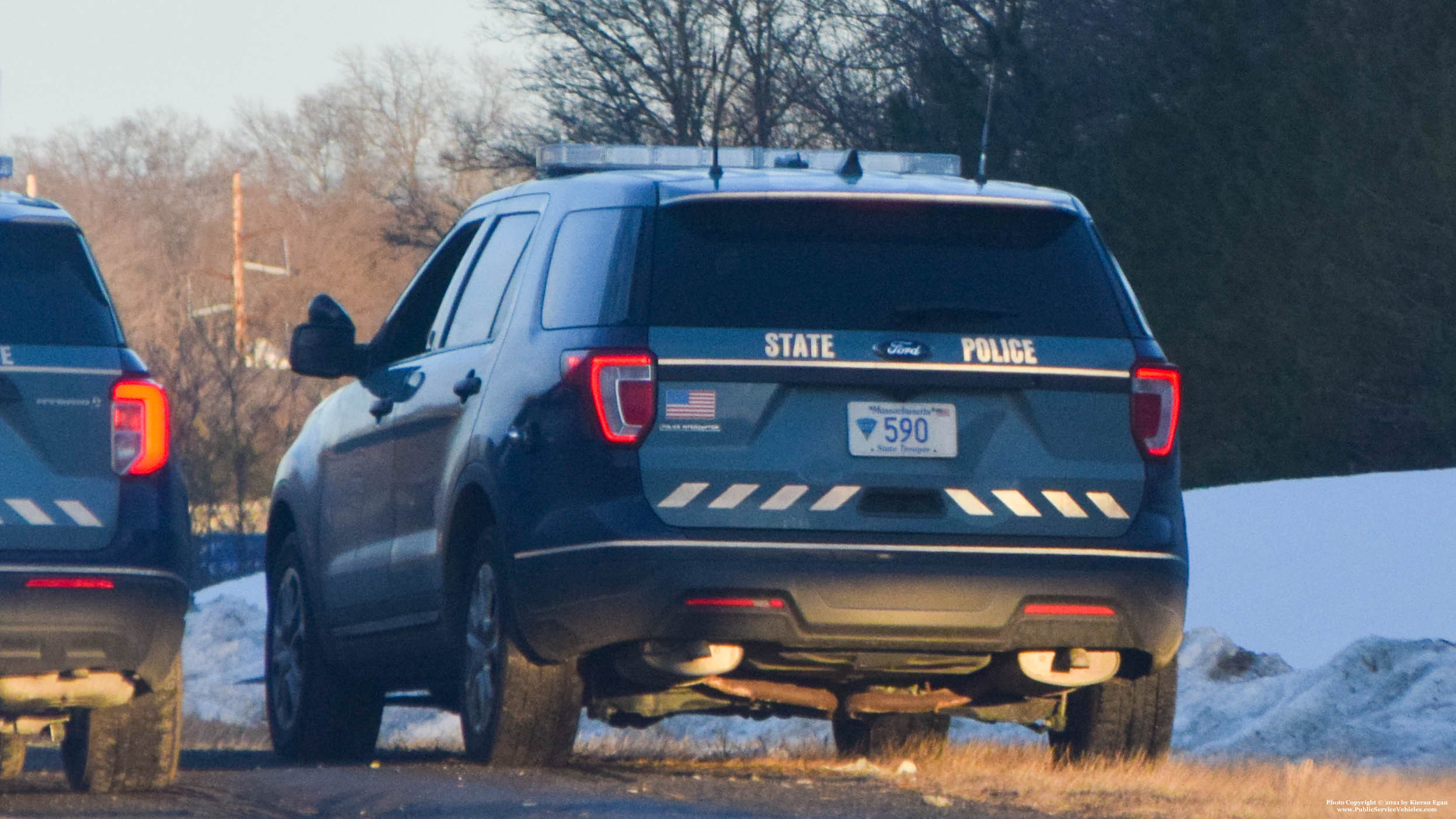 A photo  of Massachusetts State Police
            Cruiser 590, a 2018 Ford Police Interceptor Utility             taken by Kieran Egan