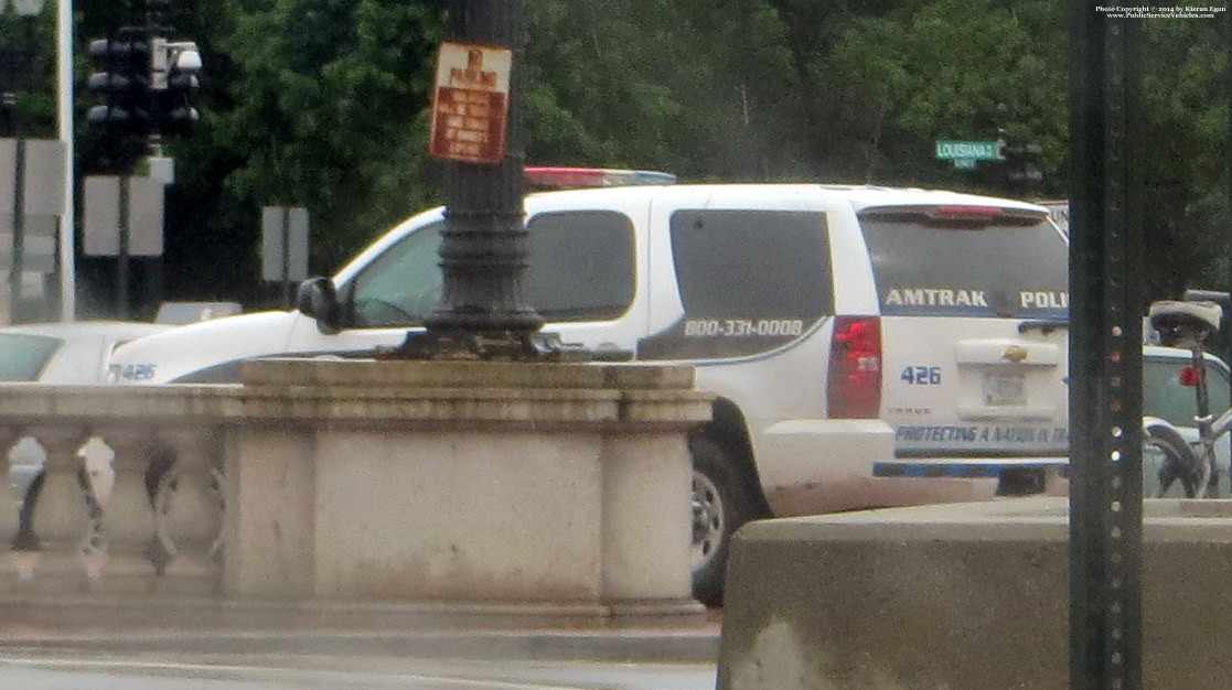 A photo  of Amtrak Police
            Cruiser 426, a 2007-2014 Chevrolet Tahoe             taken by Kieran Egan