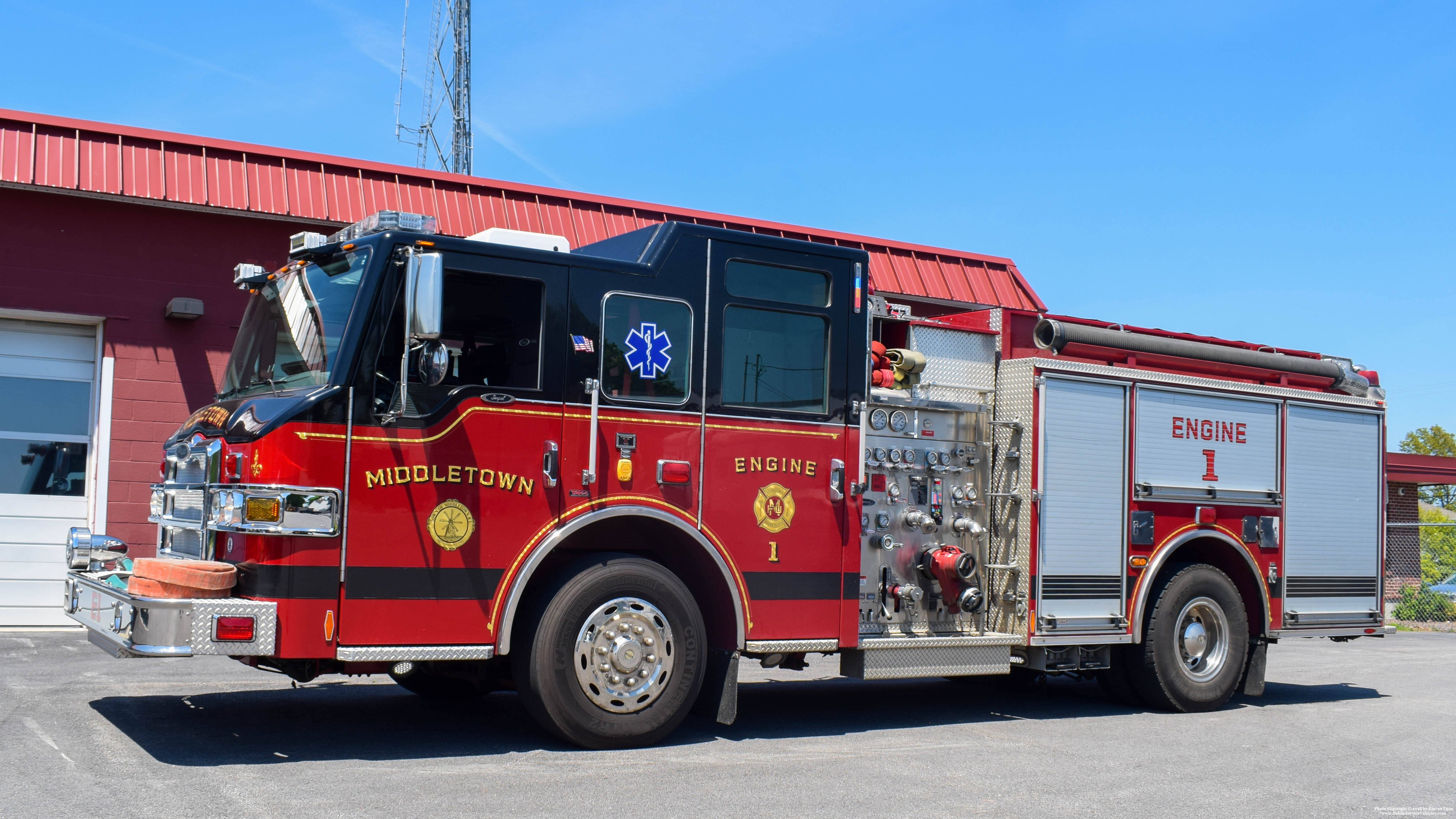 A photo  of Middletown Fire
            Engine 1, a 2009 Pierce Impel             taken by Kieran Egan