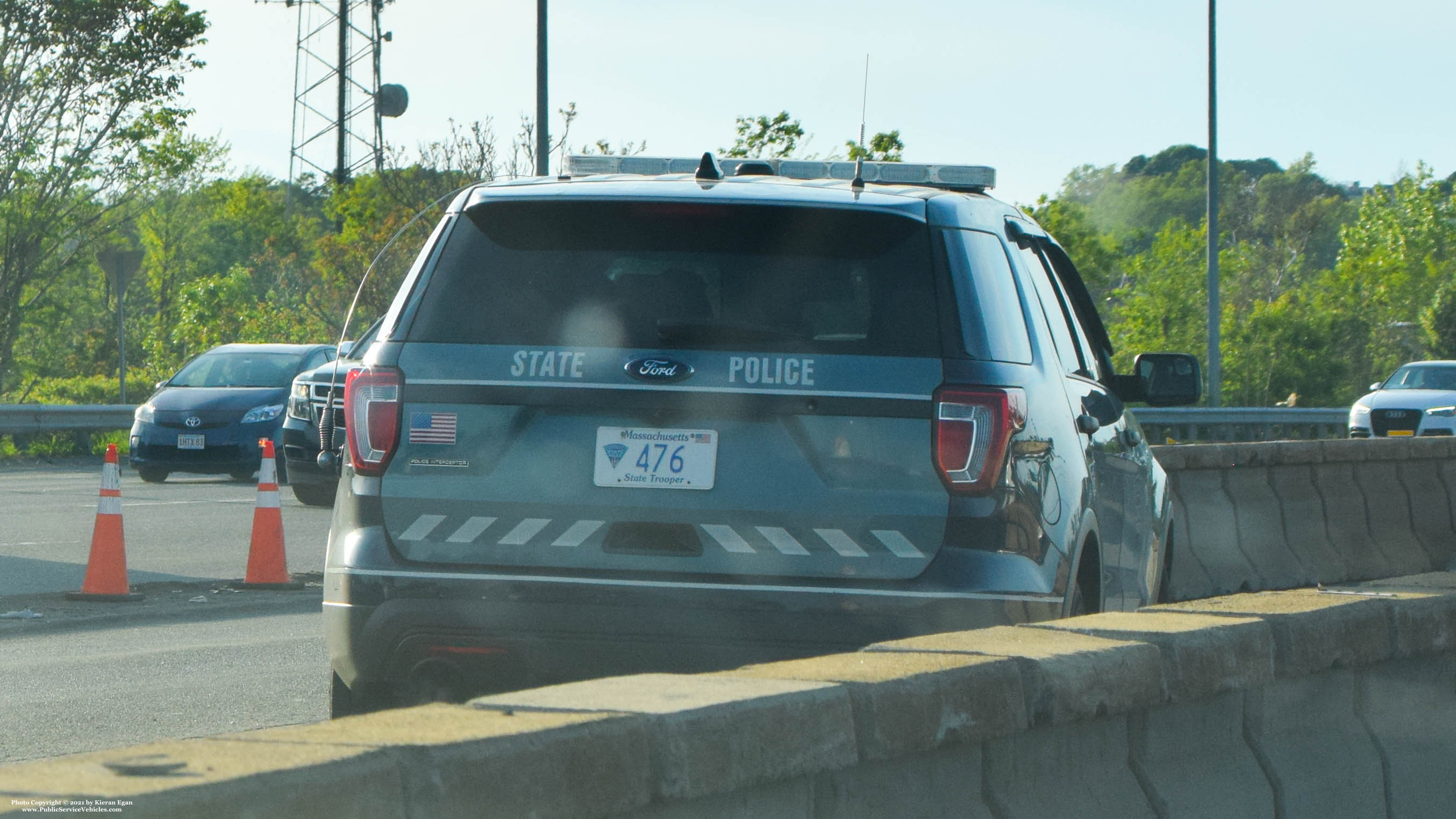 A photo  of Massachusetts State Police
            Cruiser 476, a 2017 Ford Police Interceptor Utility             taken by Kieran Egan