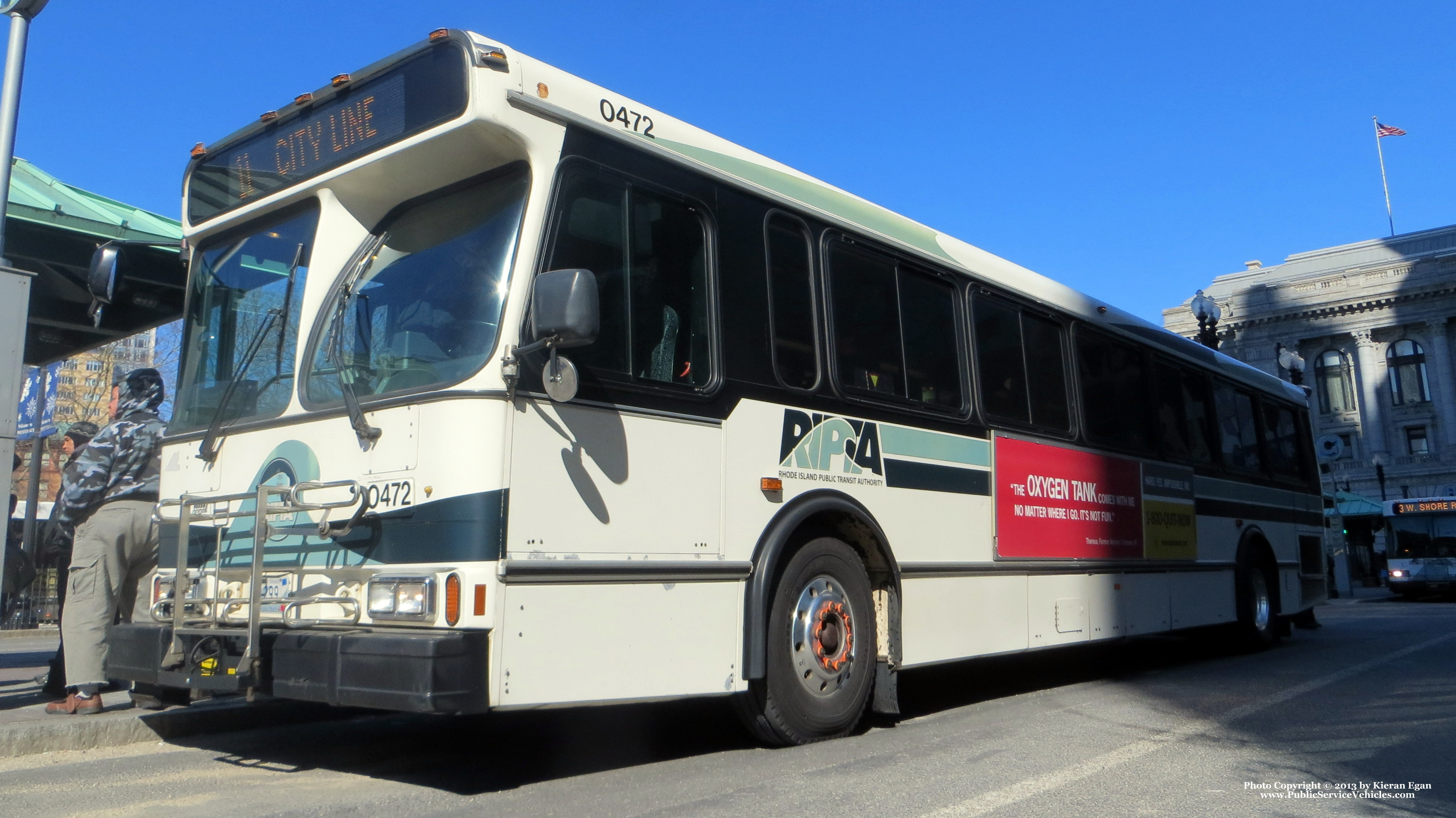 A photo  of Rhode Island Public Transit Authority
            Bus 0472, a 2004 Orion V 05.501             taken by Kieran Egan